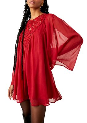 knee length dresses for ladies Free People Women's Sunshine of Love Mini Long Sleeve Dress