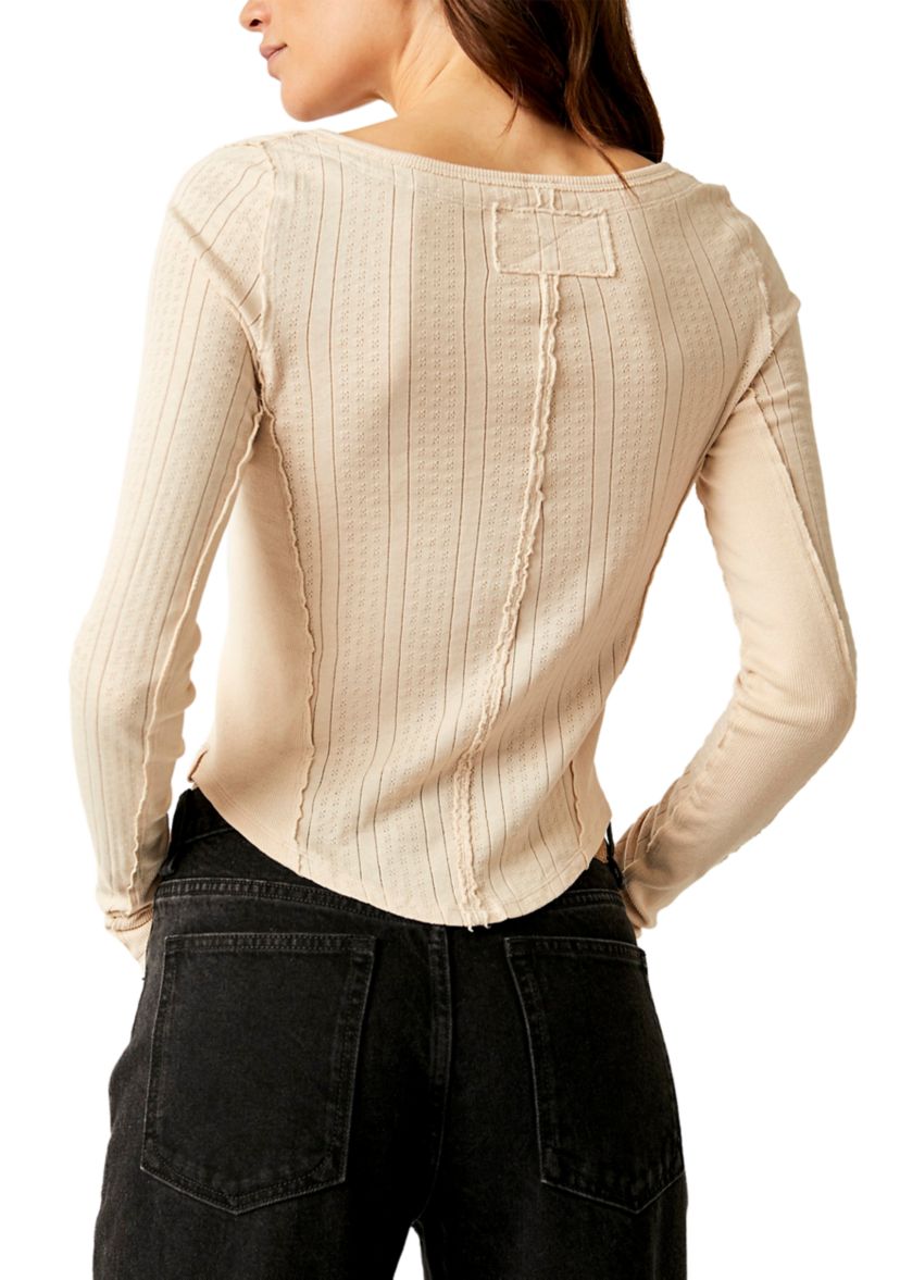 Eyes On You Pointelle Long Sleeve Top