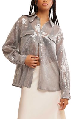 Free People Women's Disco Margarita Button Down Shirt
