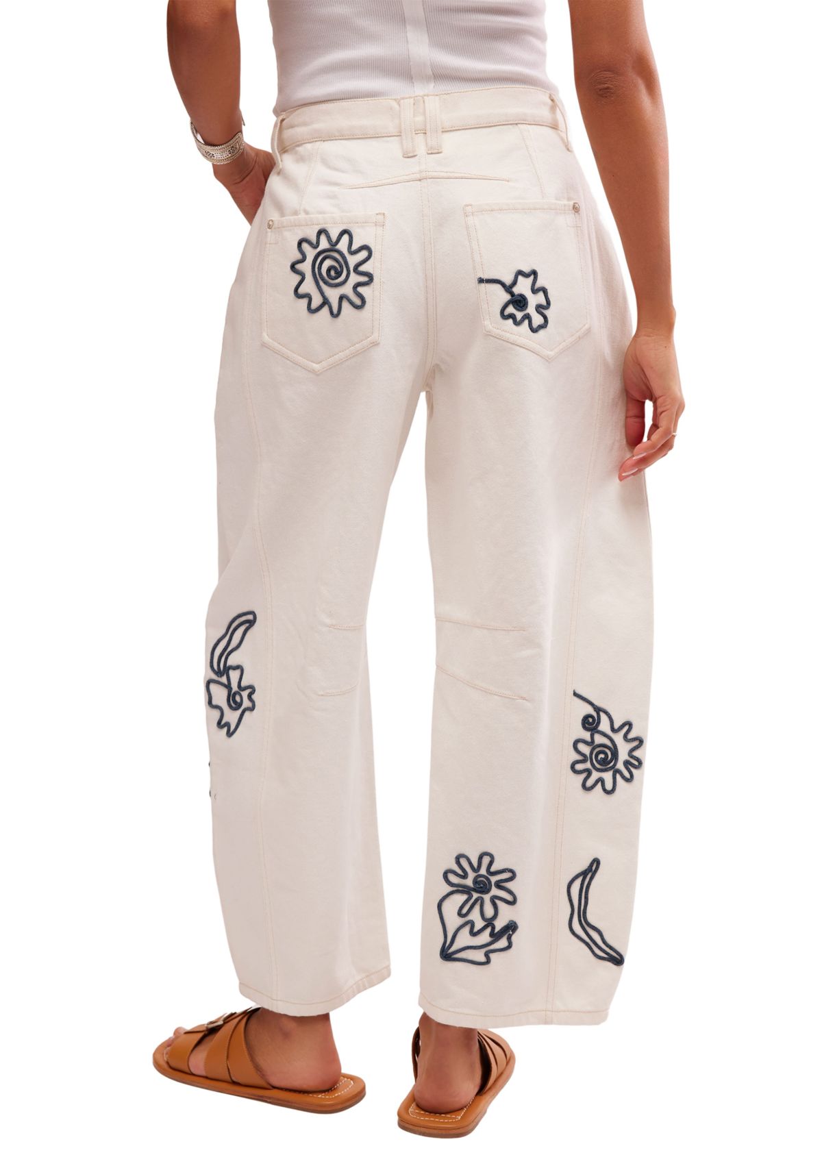 We the Free Good Luck Soutache Barrel Jeans