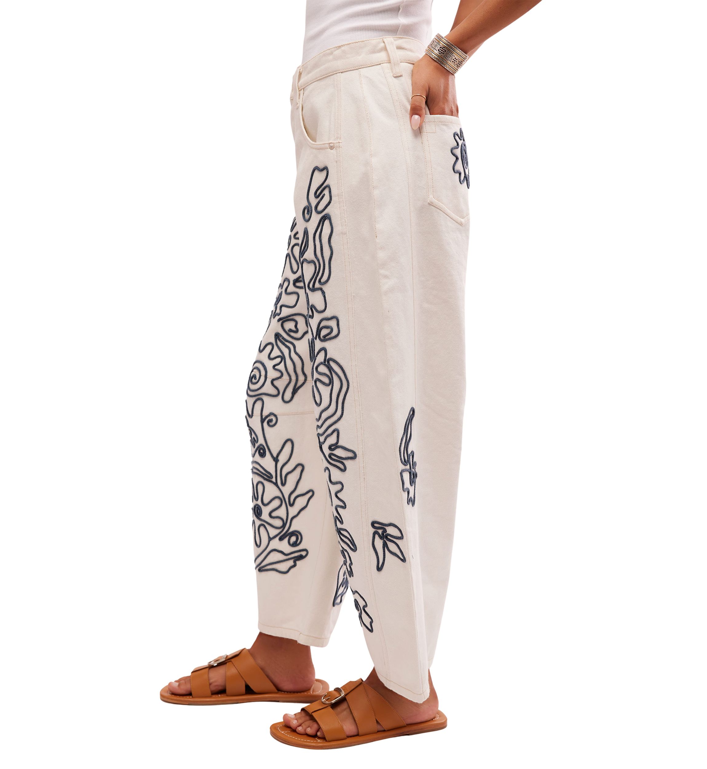 We the Free Good Luck Soutache Barrel Jeans