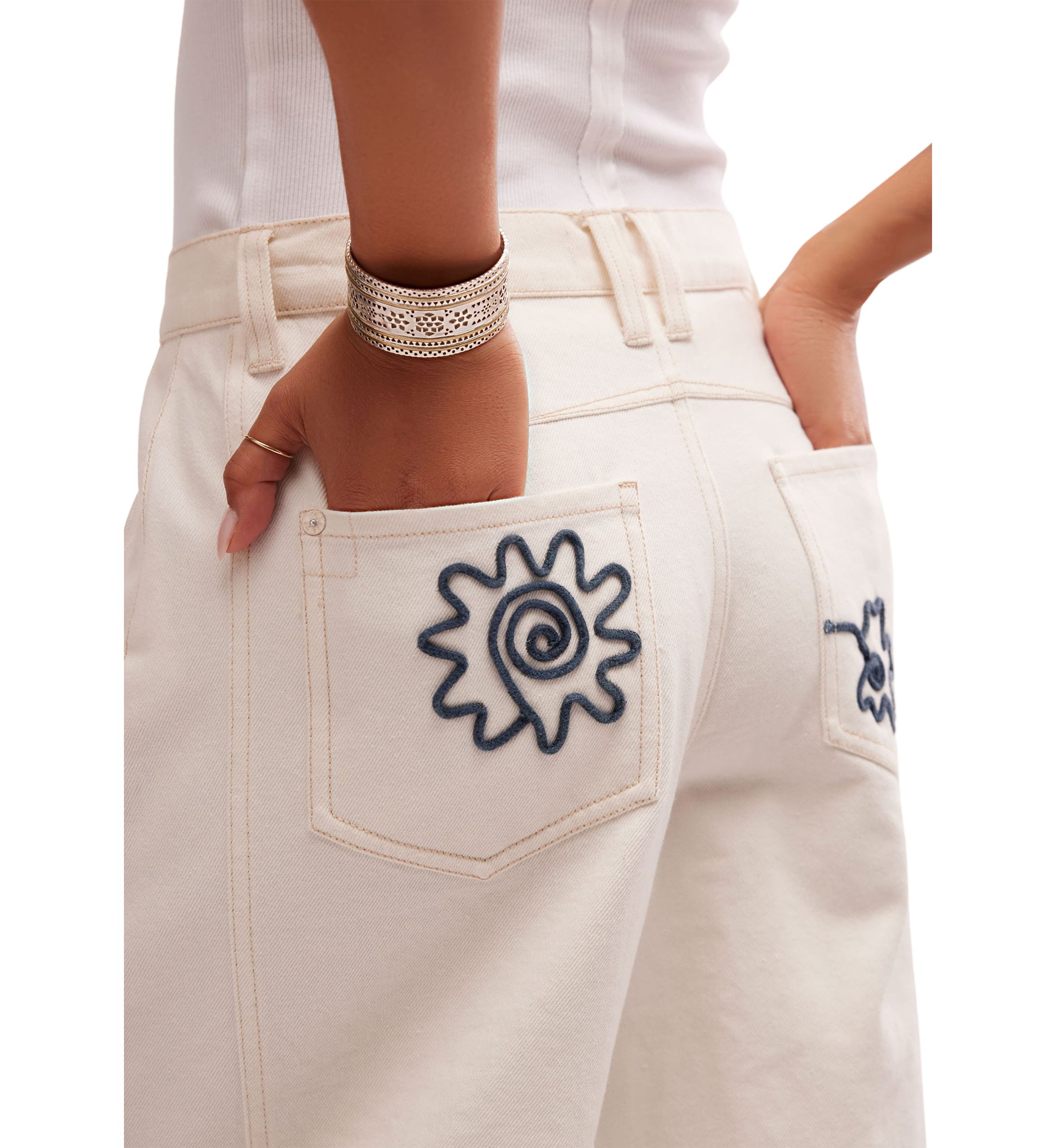 We the Free Good Luck Soutache Barrel Jeans