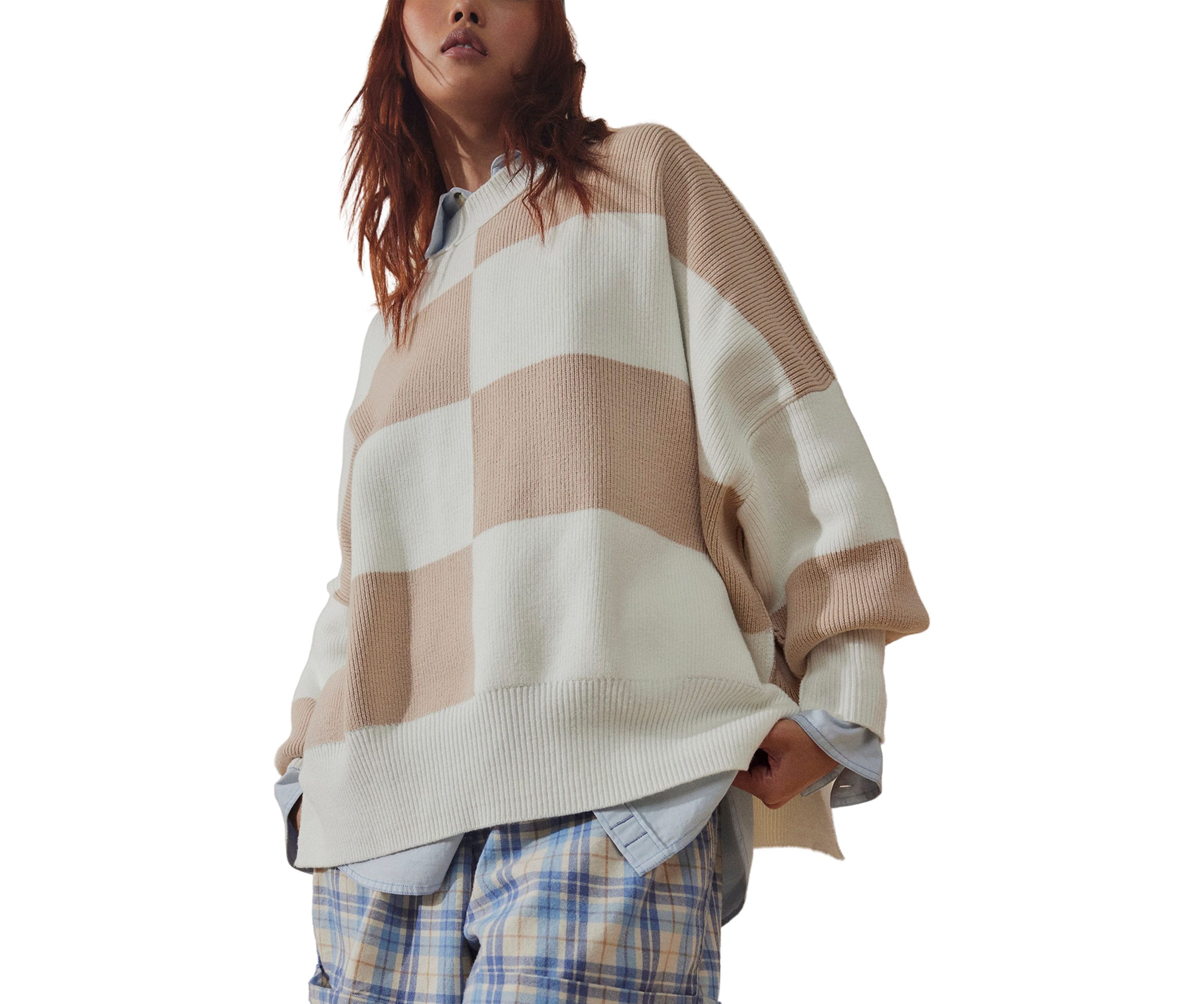 Easy Street Checkered Tunic Sweater