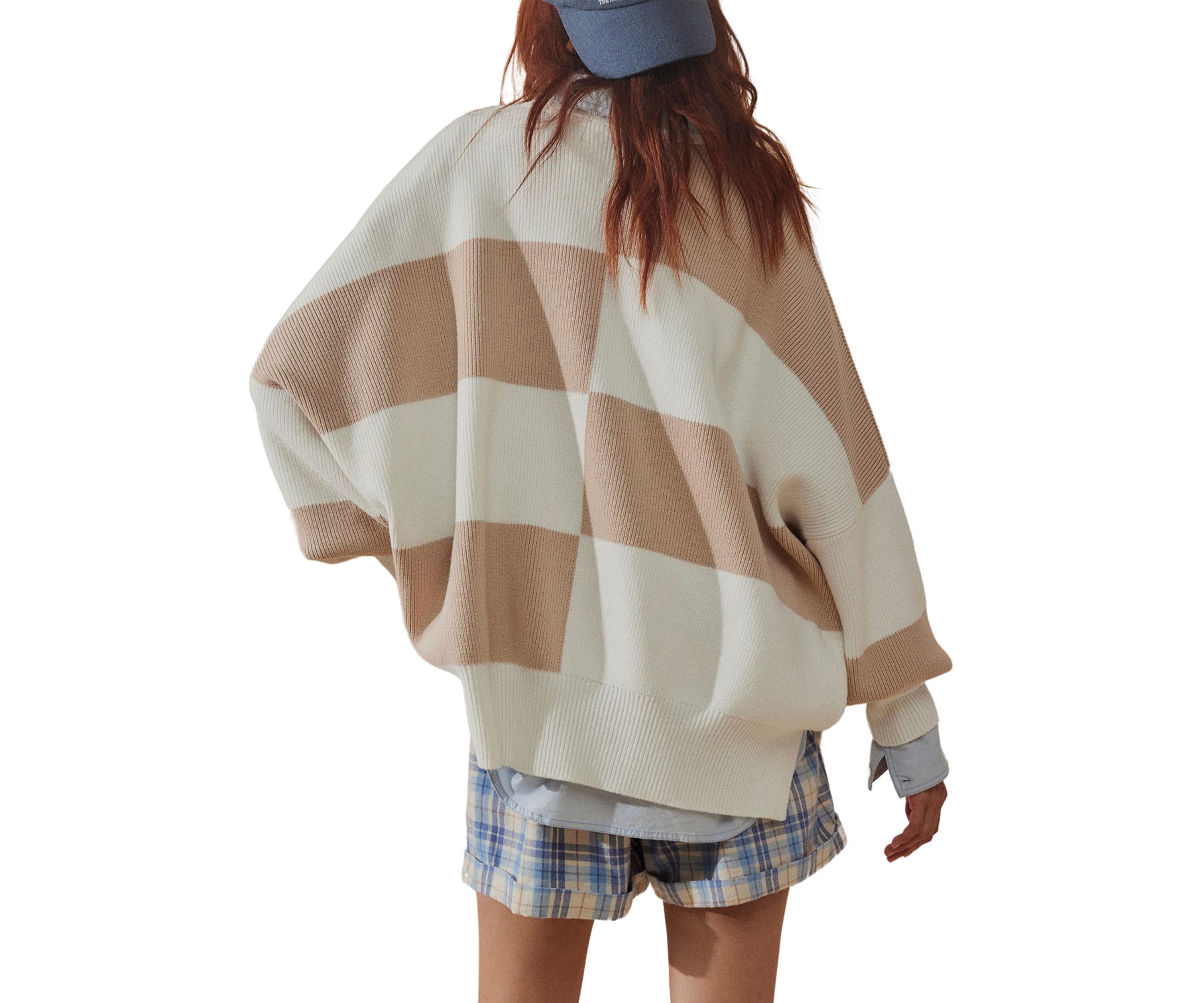 Easy Street Checkered Tunic Sweater