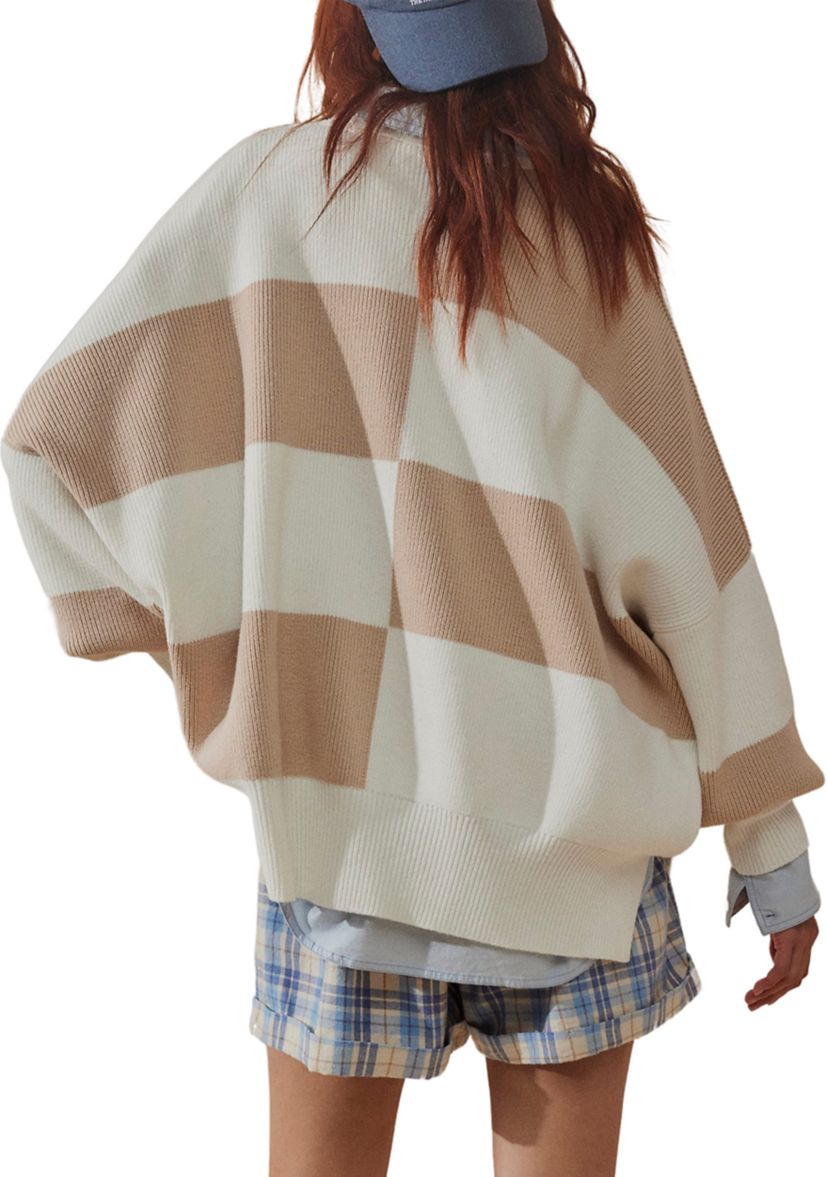 Easy Street Checkered Tunic Sweater