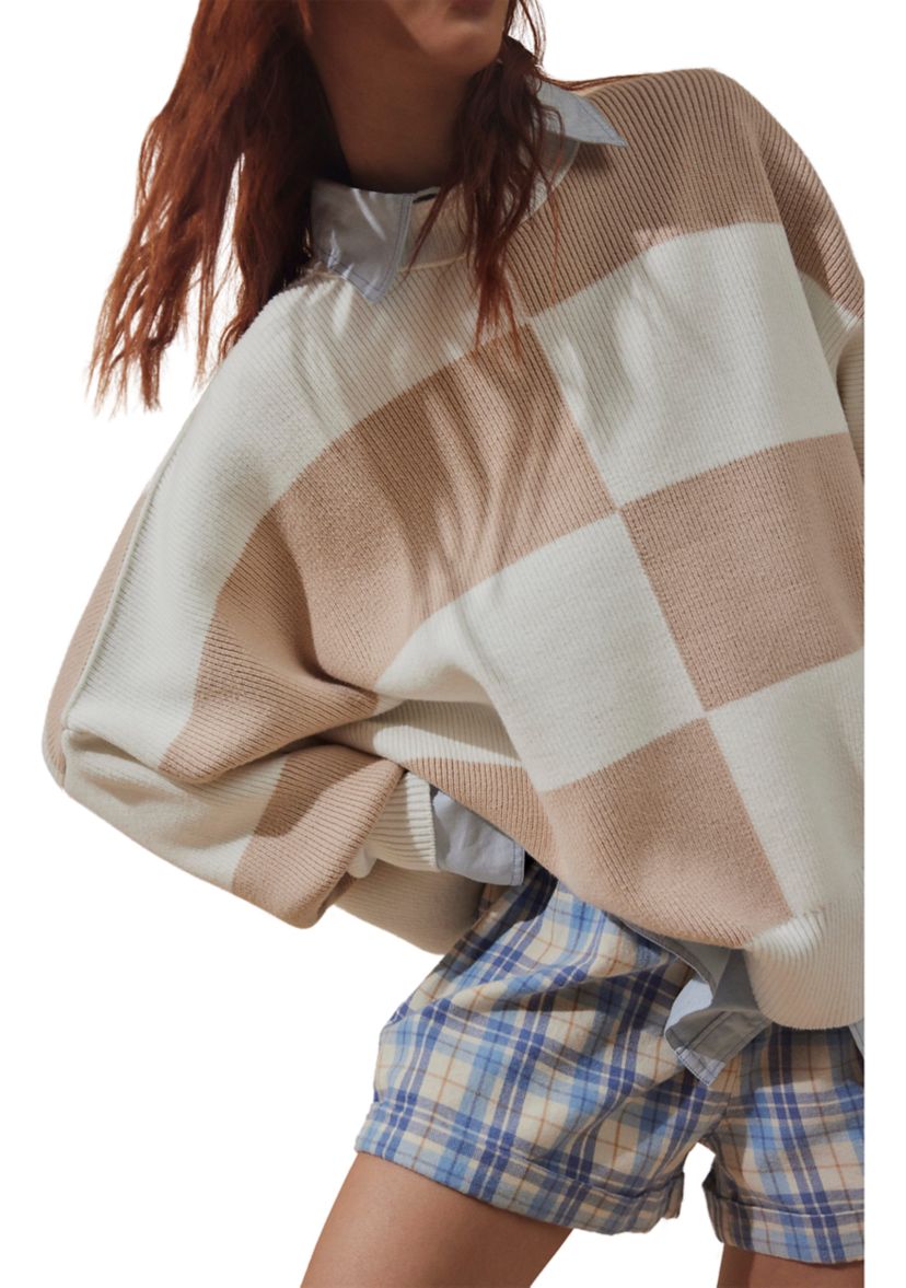 Easy Street Checkered Tunic Sweater