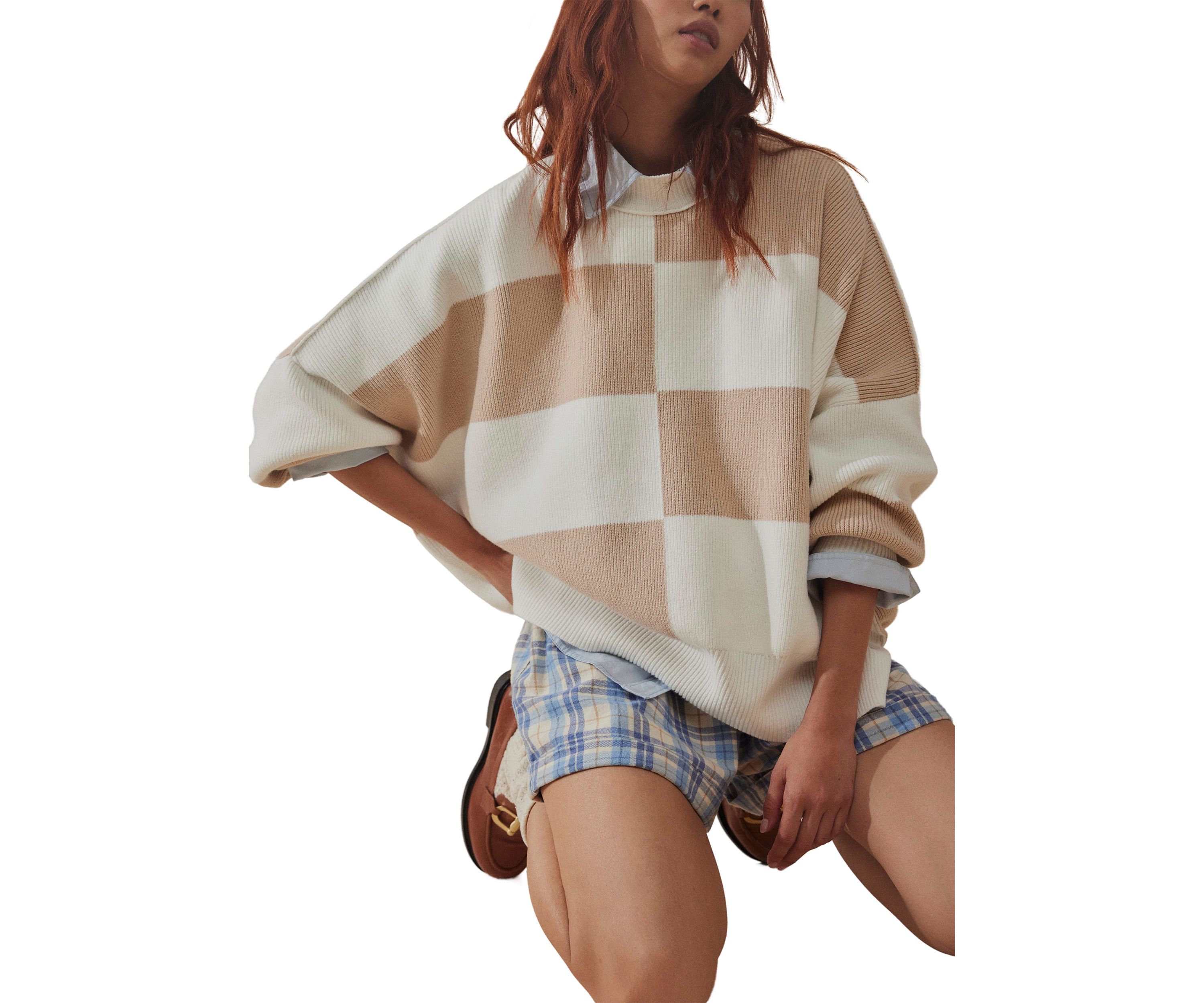 Easy Street Checkered Tunic Sweater