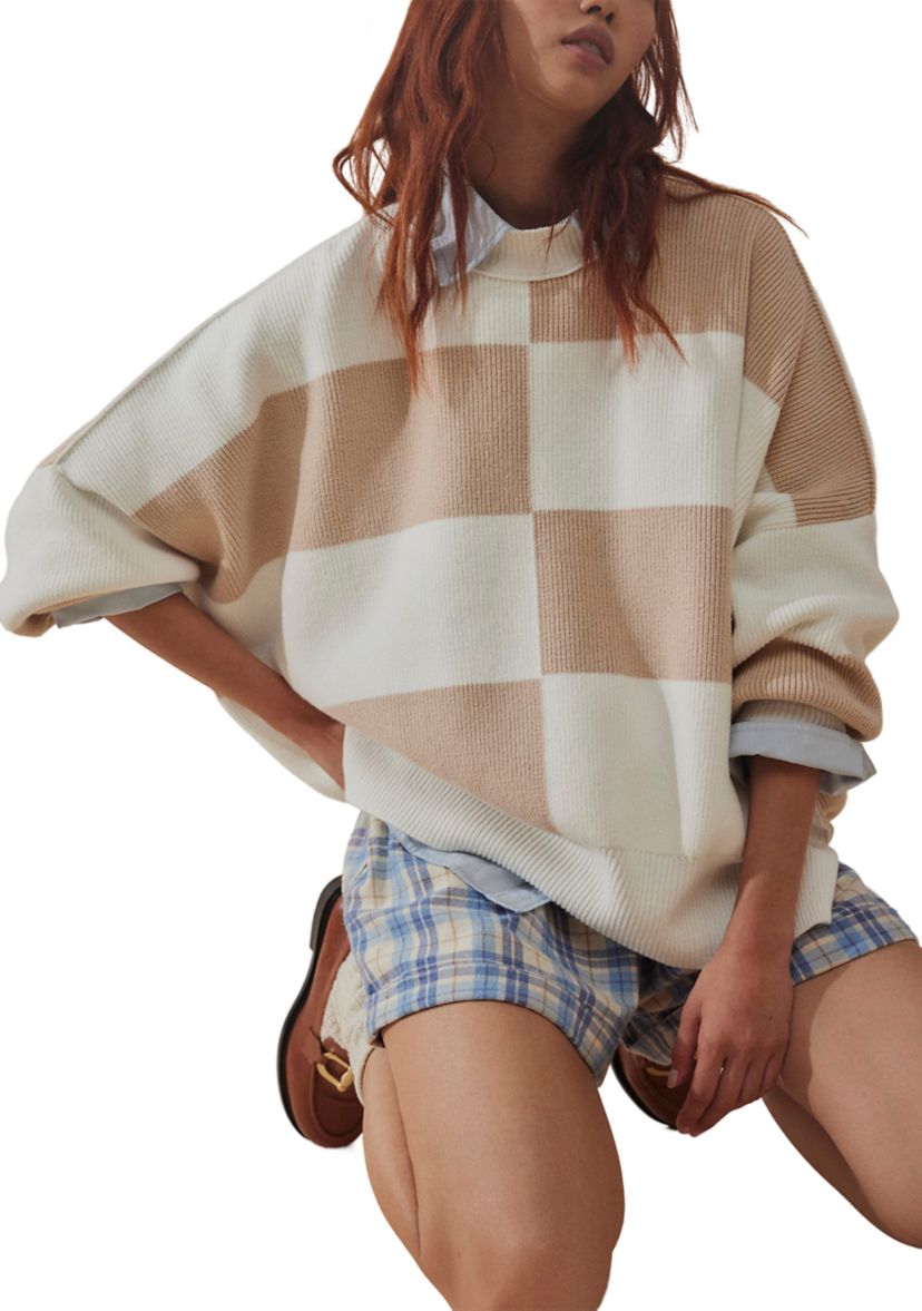 Easy Street Checkered Tunic Sweater