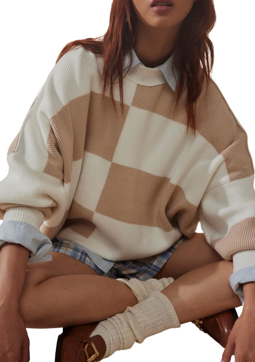 Easy Street Checkered Tunic Sweater