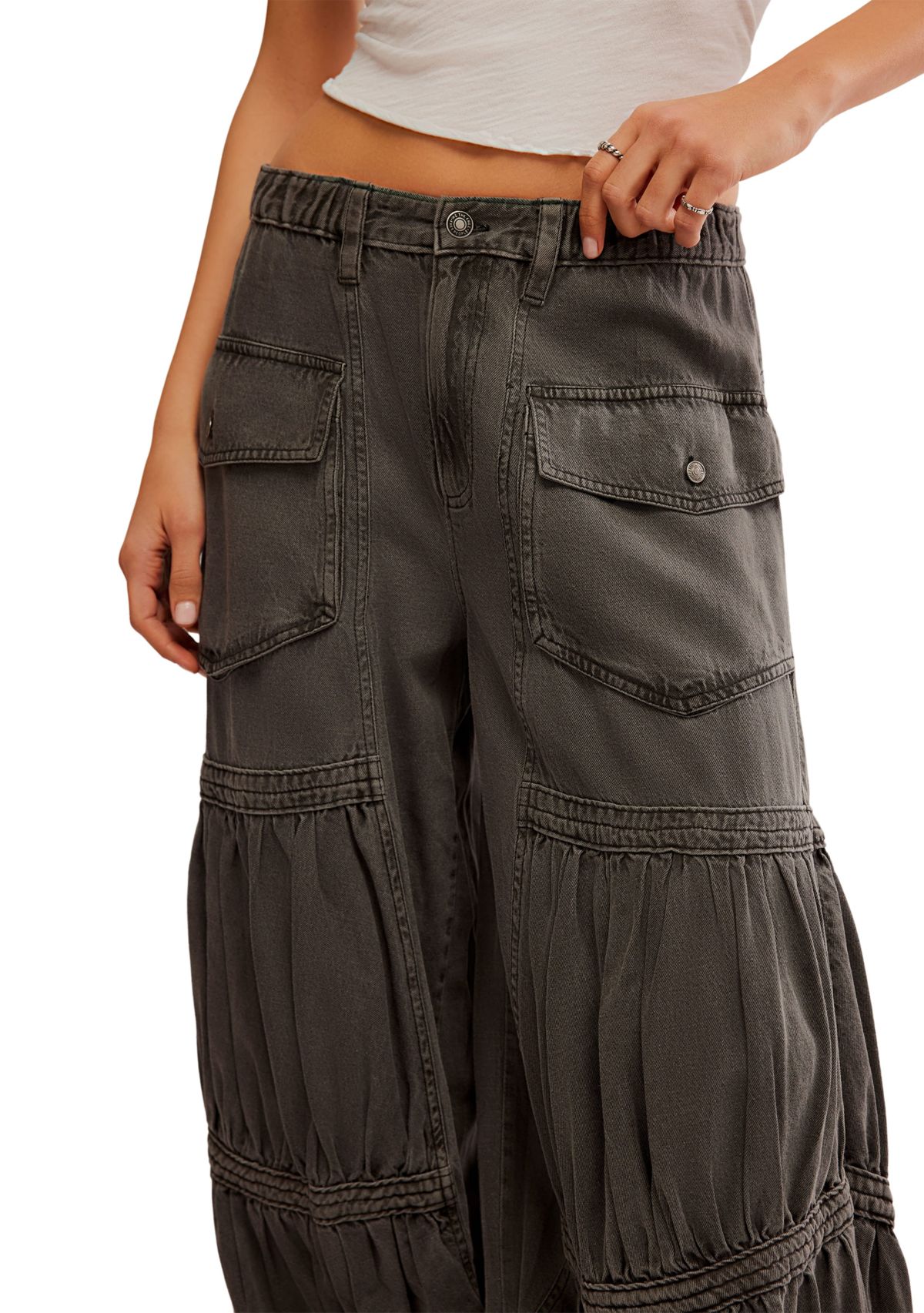 Last Word Soft Cotton Low Rise Cargo Pocket Parachute Pants