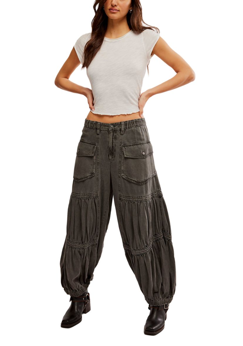 Last Word Soft Cotton Low Rise Cargo Pocket Parachute Pants