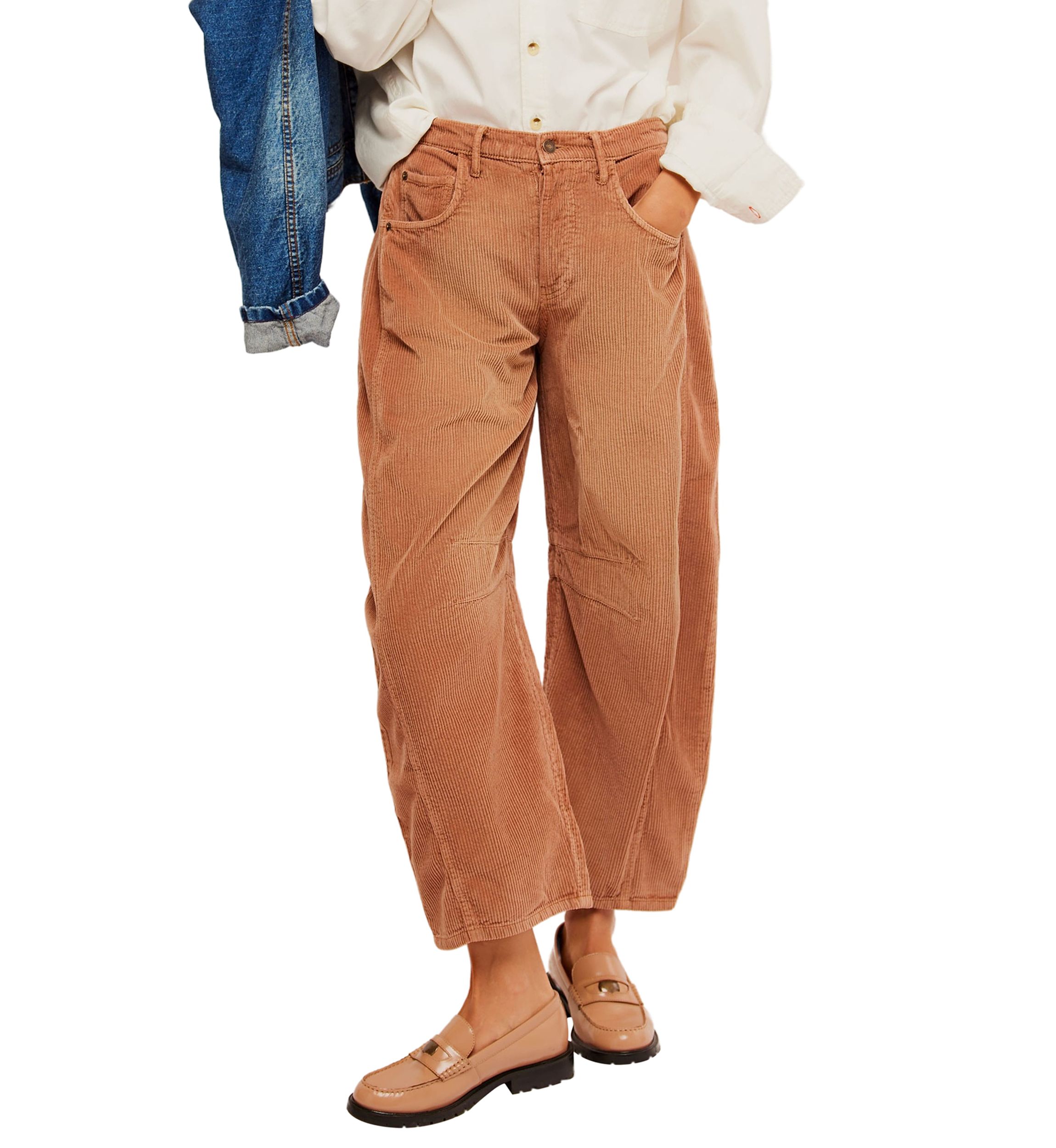 We the Free Good Luck Mid Rise Corduroy Barrel Jeans