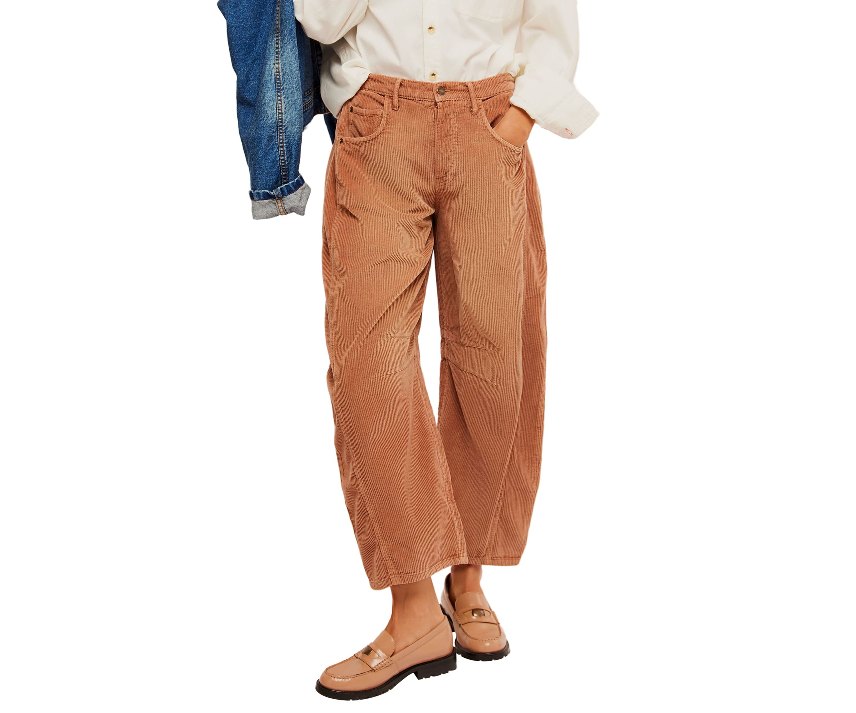 We the Free Good Luck Mid Rise Corduroy Barrel Jeans
