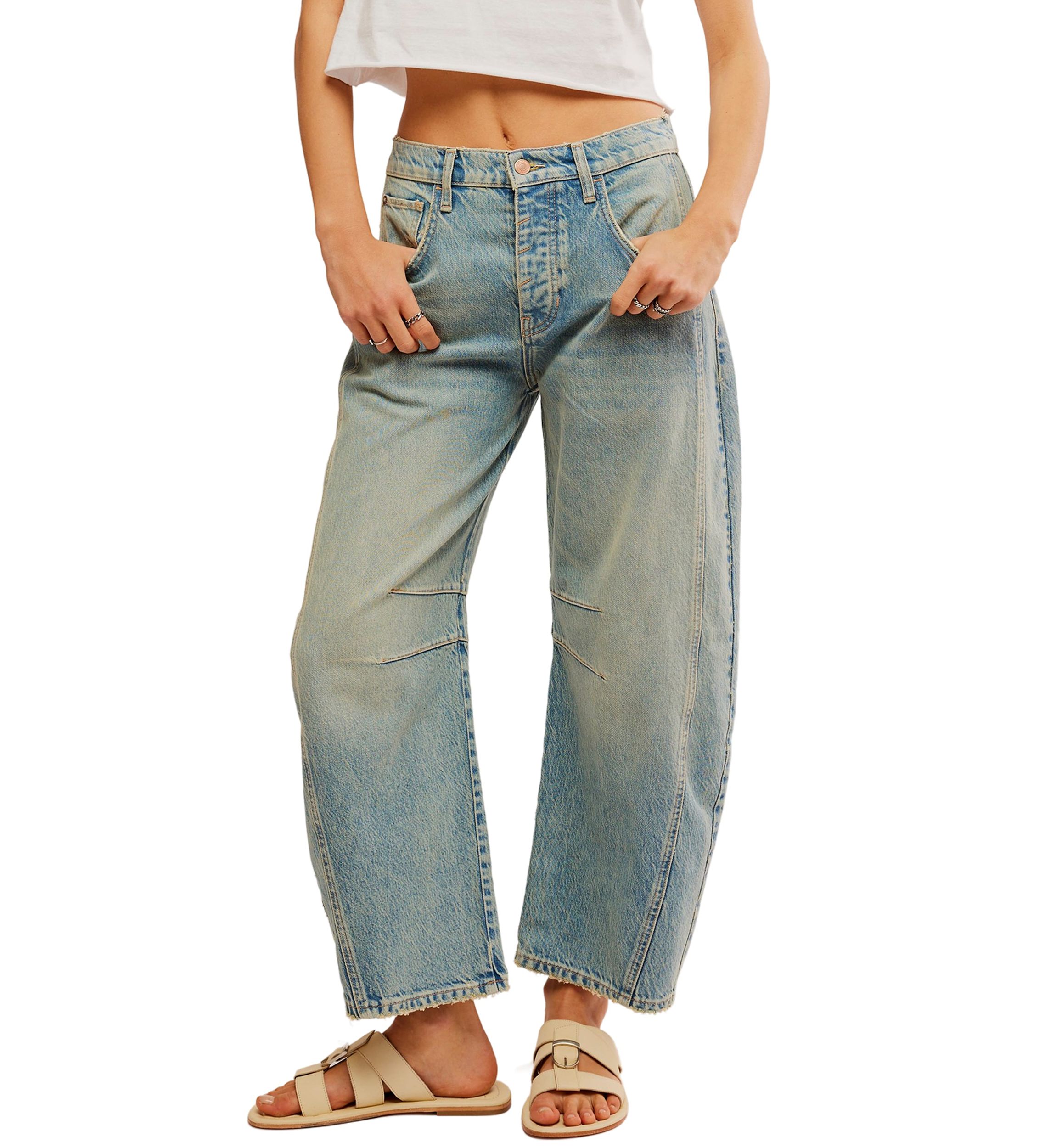We the Free Good Luck Mid Rise Barrel Jeans