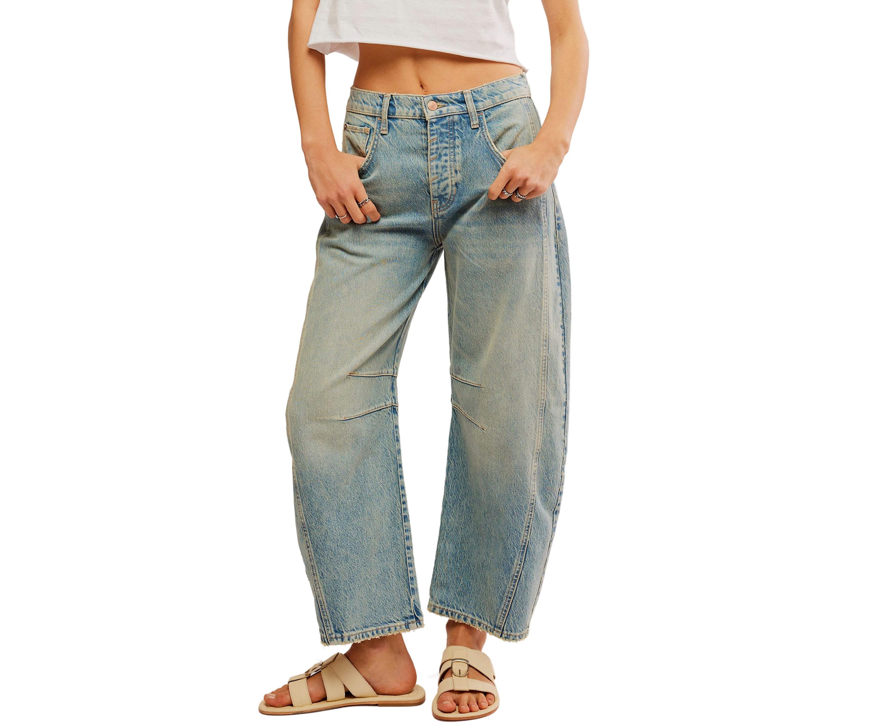 We the Free Good Luck Mid Rise Barrel Jeans