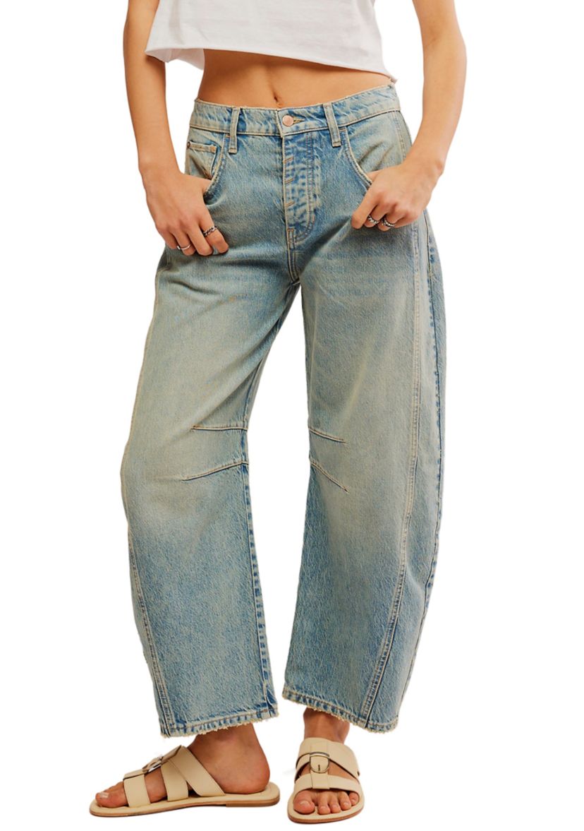 We the Free Good Luck Mid Rise Barrel Jeans