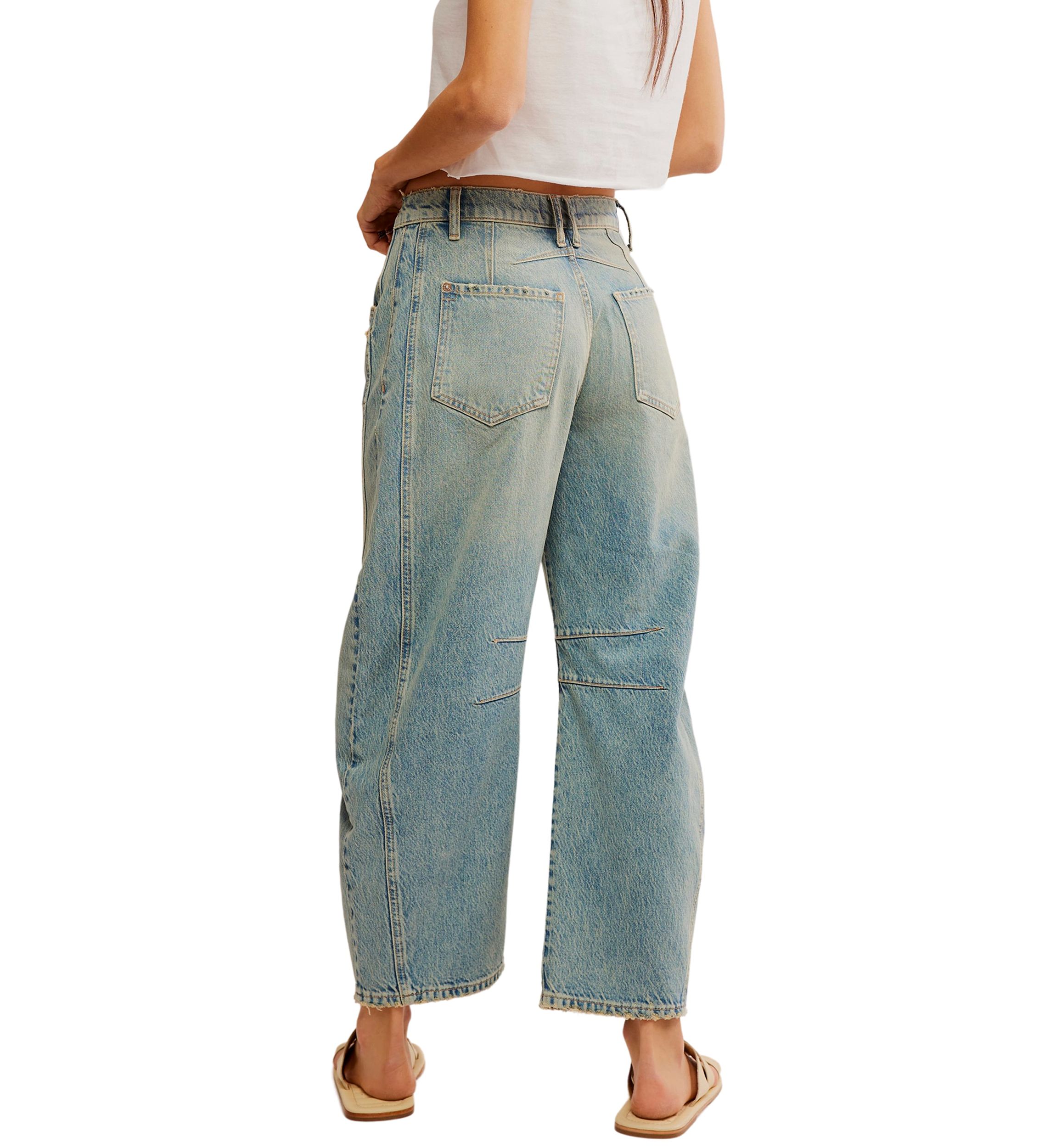 We the Free Good Luck Mid Rise Barrel Jeans