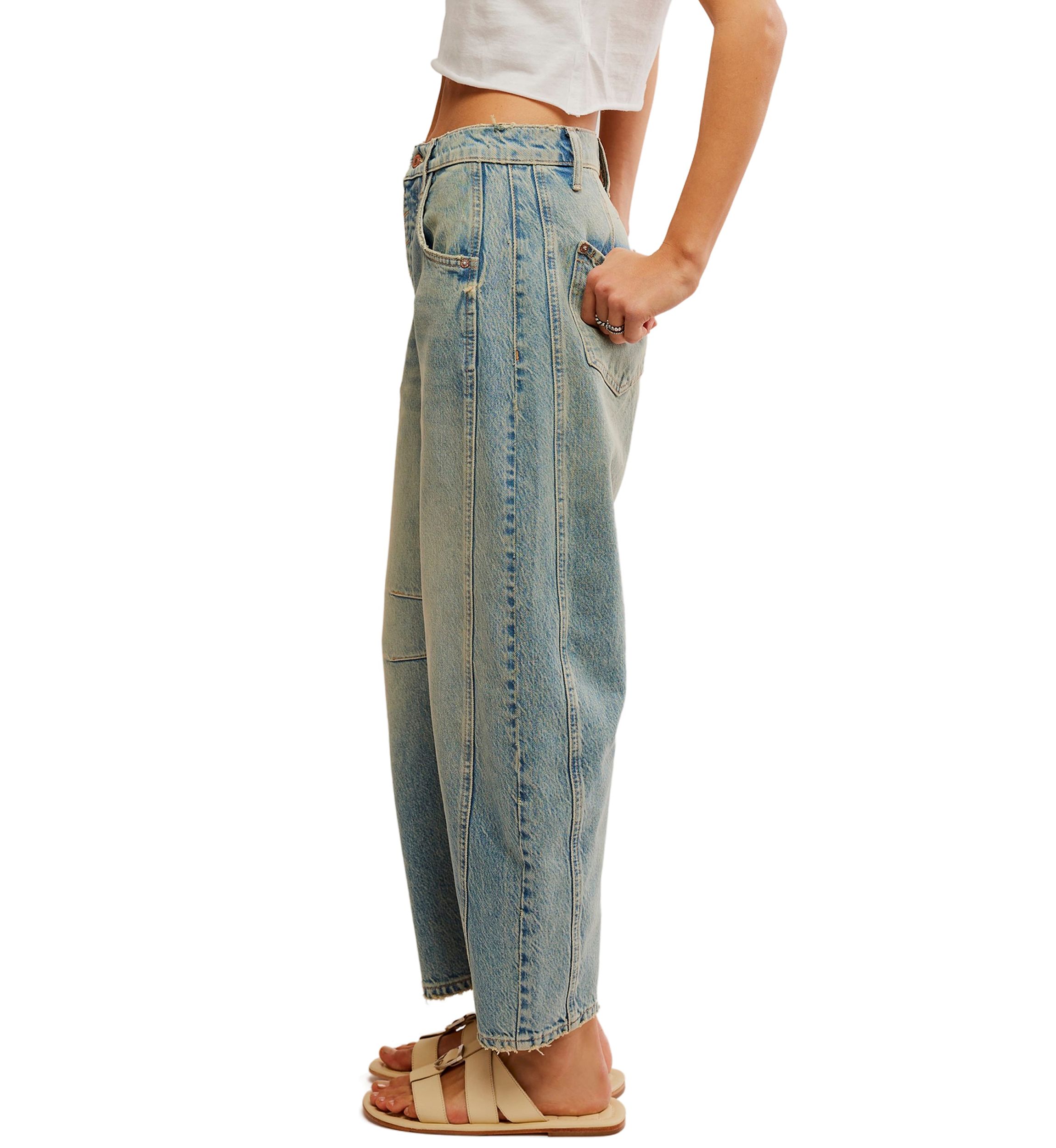 We the Free Good Luck Mid Rise Barrel Jeans