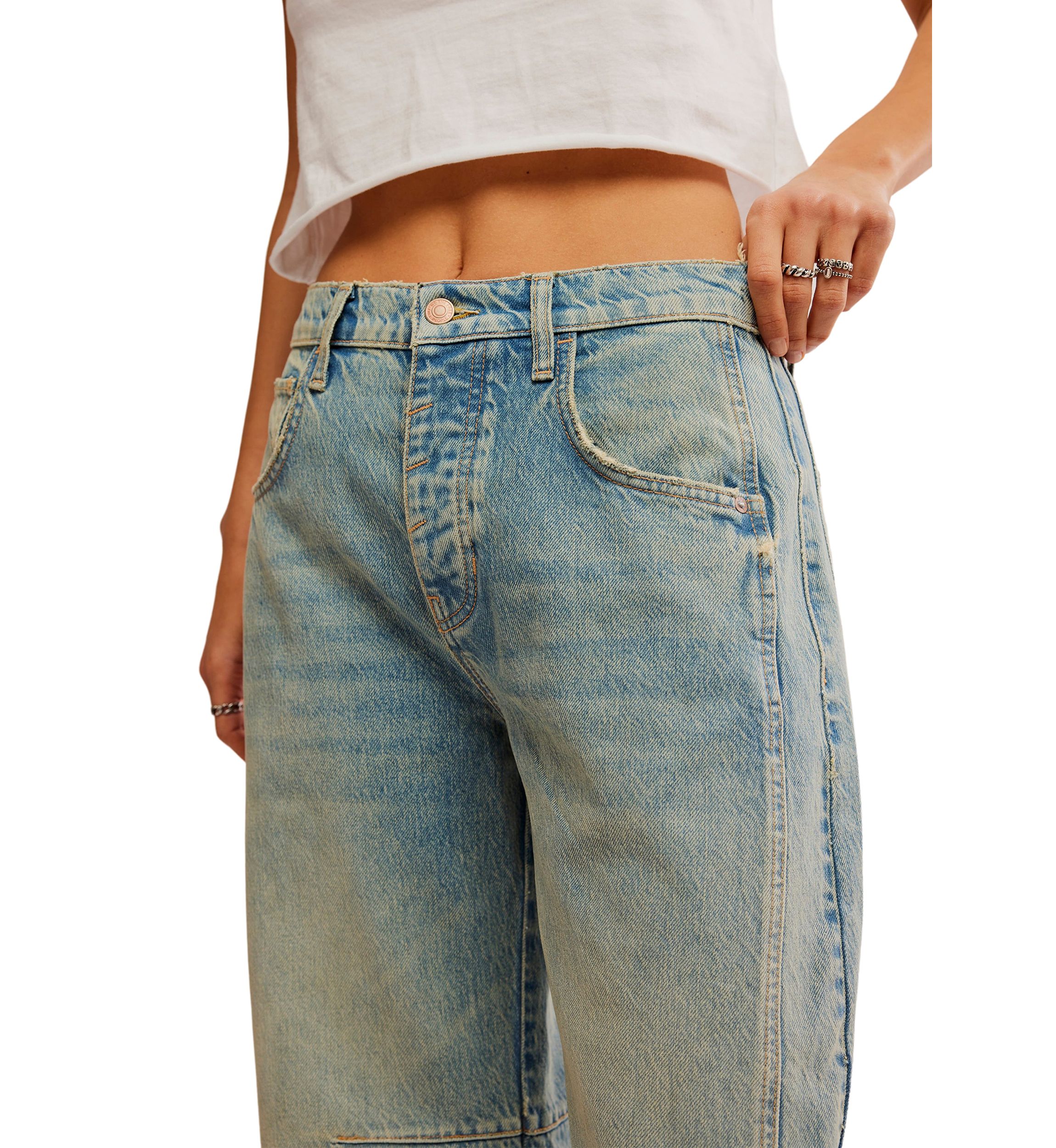 We the Free Good Luck Mid Rise Barrel Jeans