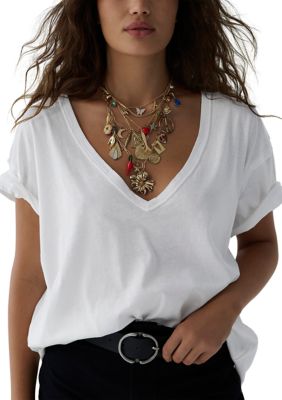 Free People Women's We The Free Nina T-Shirt, Ivory, Medium
