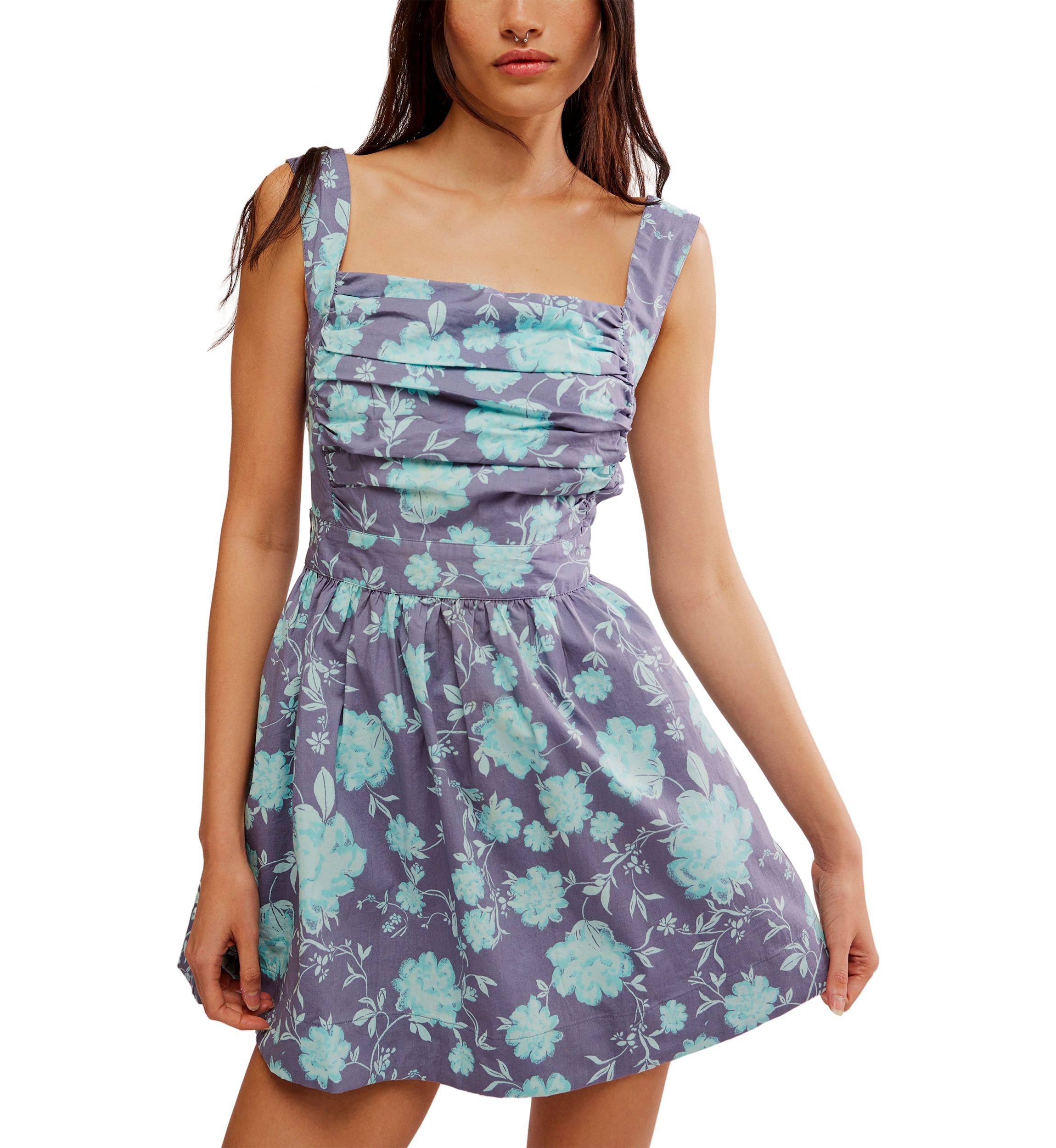 knee length dresses for ladies FREE PEOPLE Print MEET ME IN MAUI Mini Dress main image 1