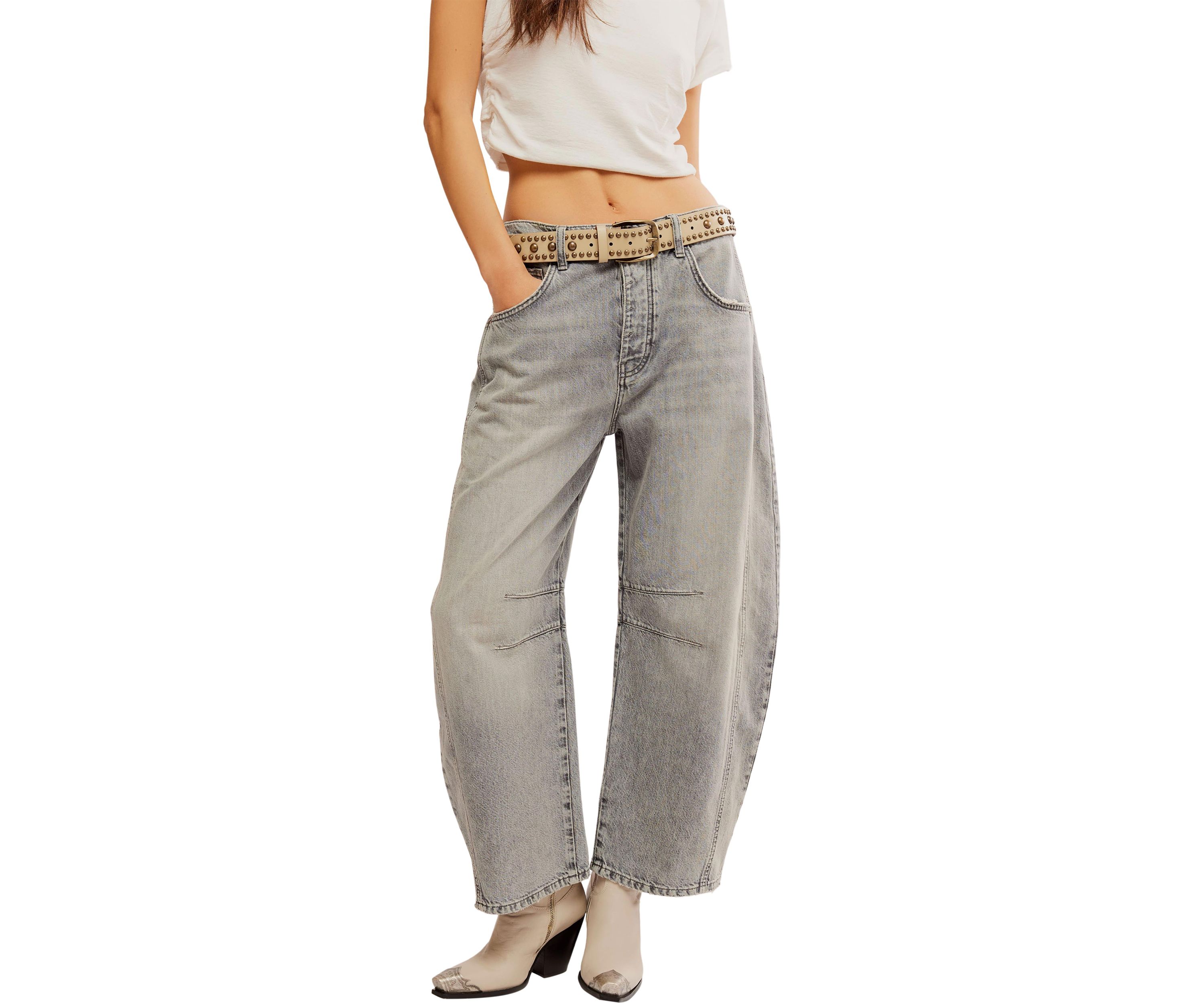 We the Free Good Luck Mid Rise Barrel Jeans