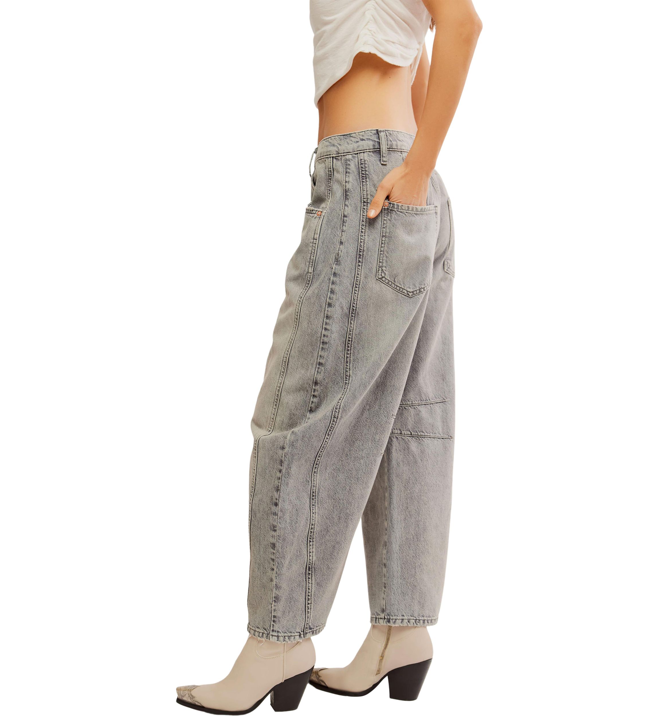 We the Free Good Luck Mid Rise Barrel Jeans