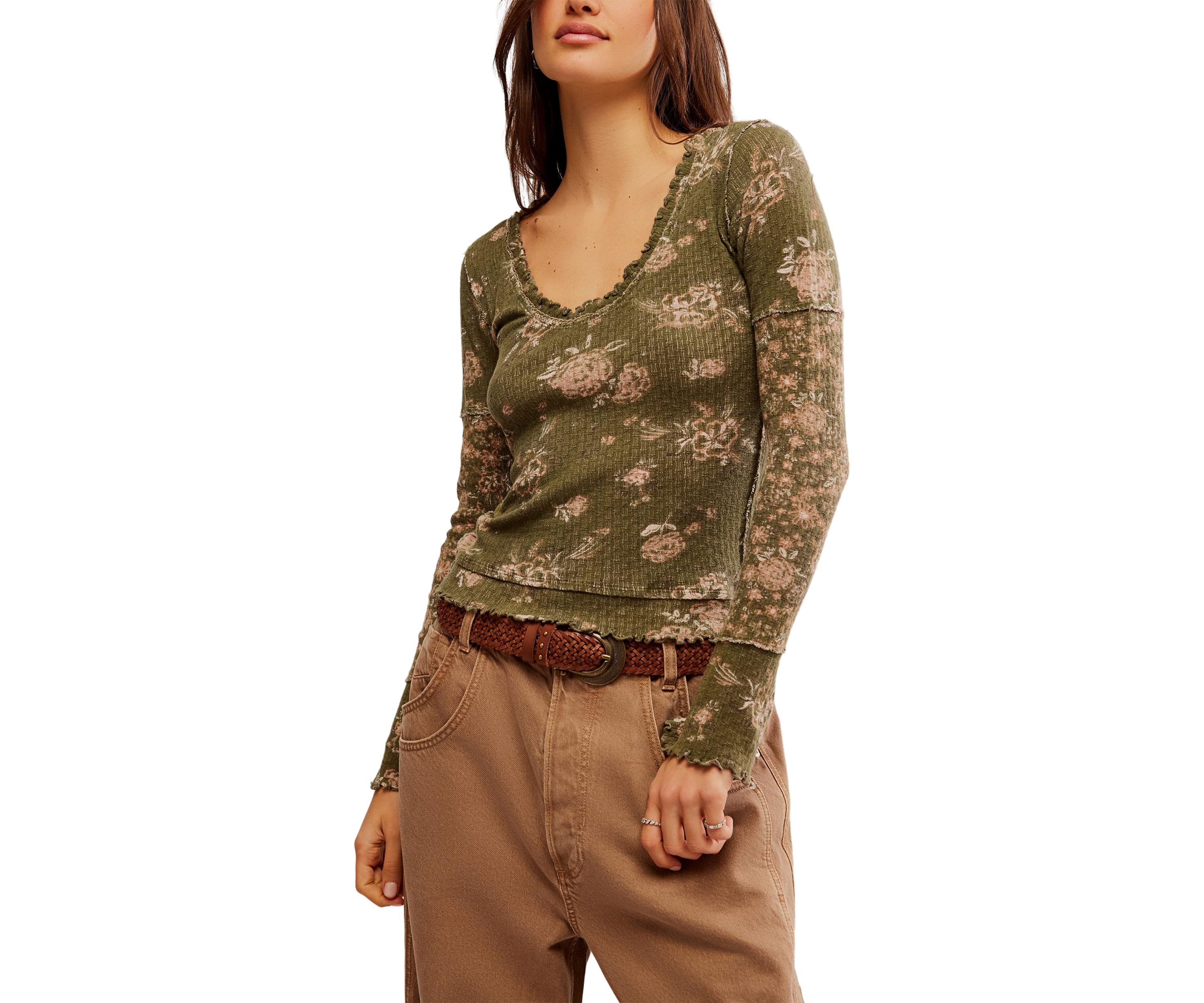 We the Free Clover Printed Thermal Top
