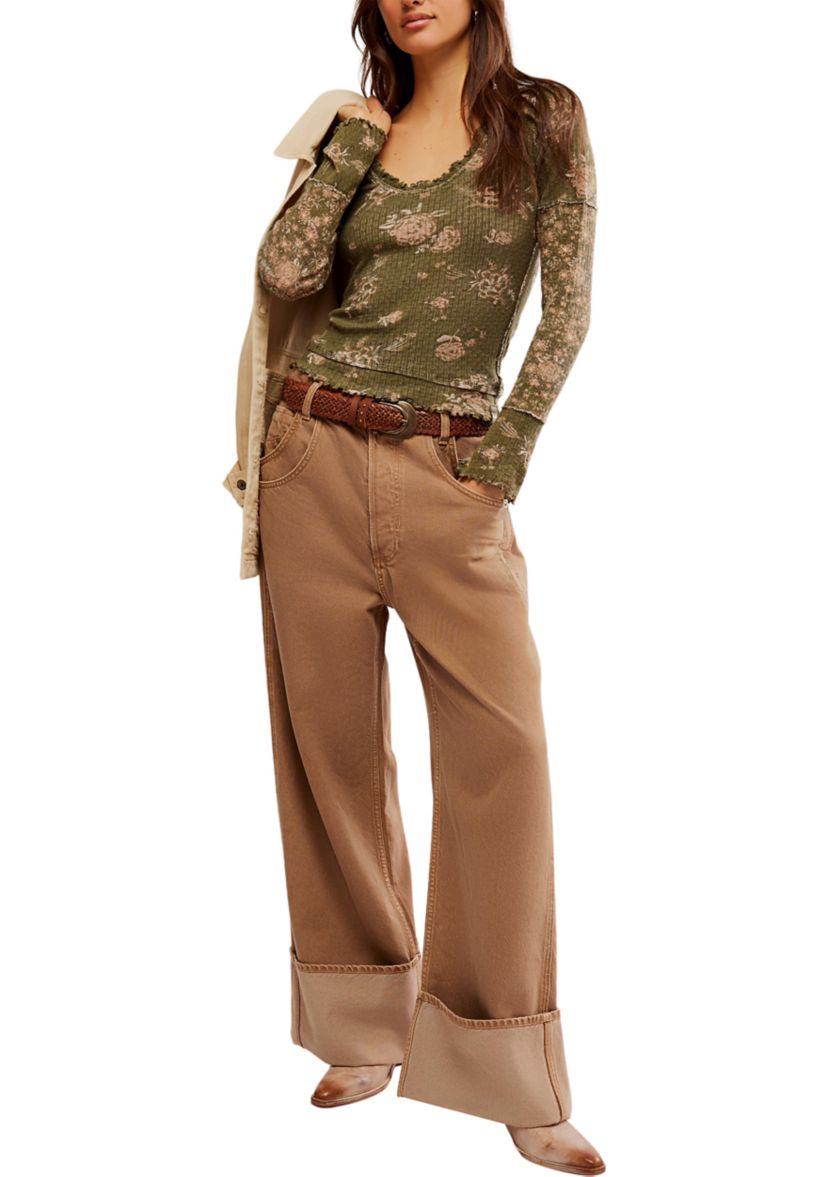 We the Free Clover Printed Thermal Top