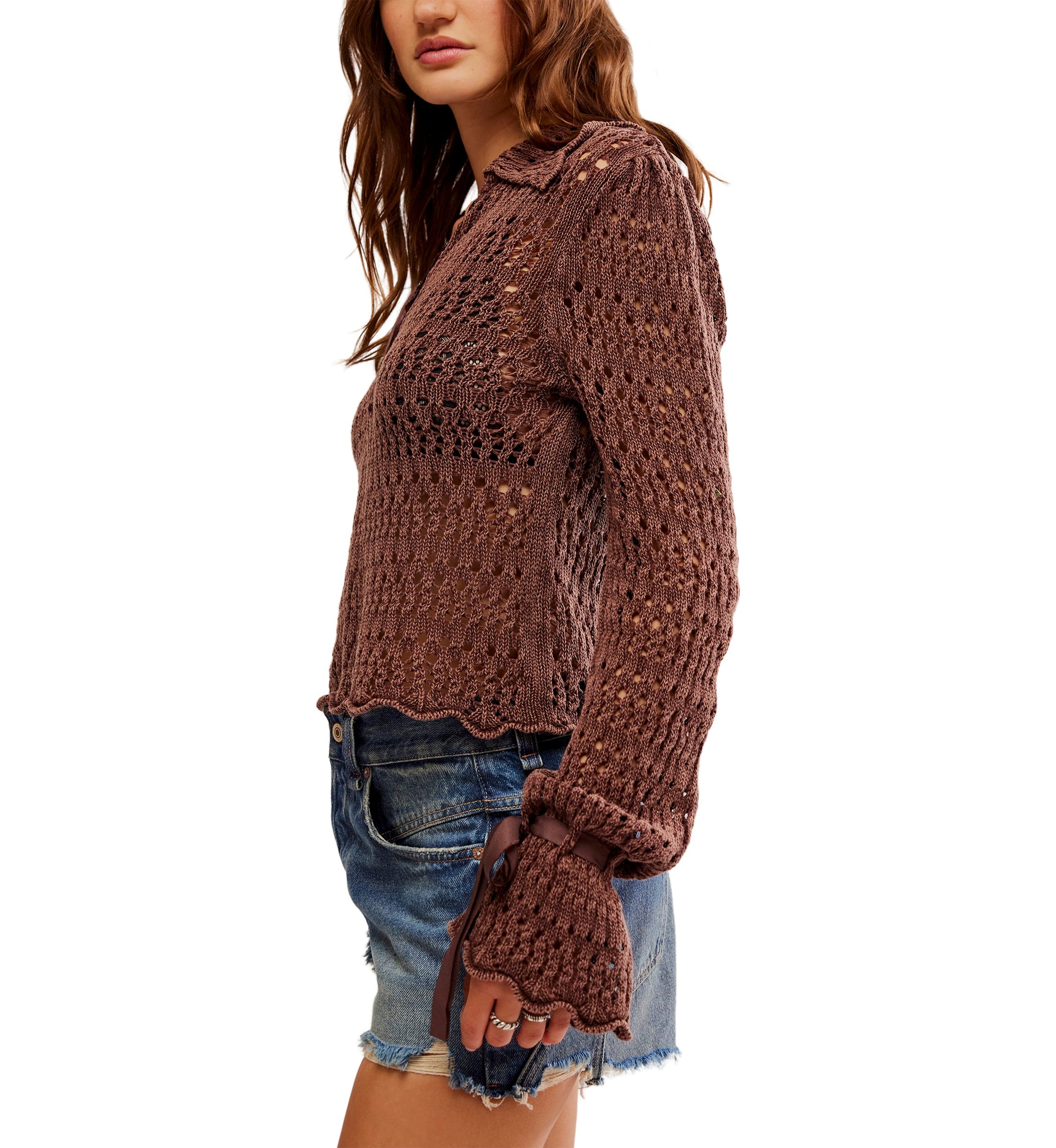 Pointelle Pullover Sweater