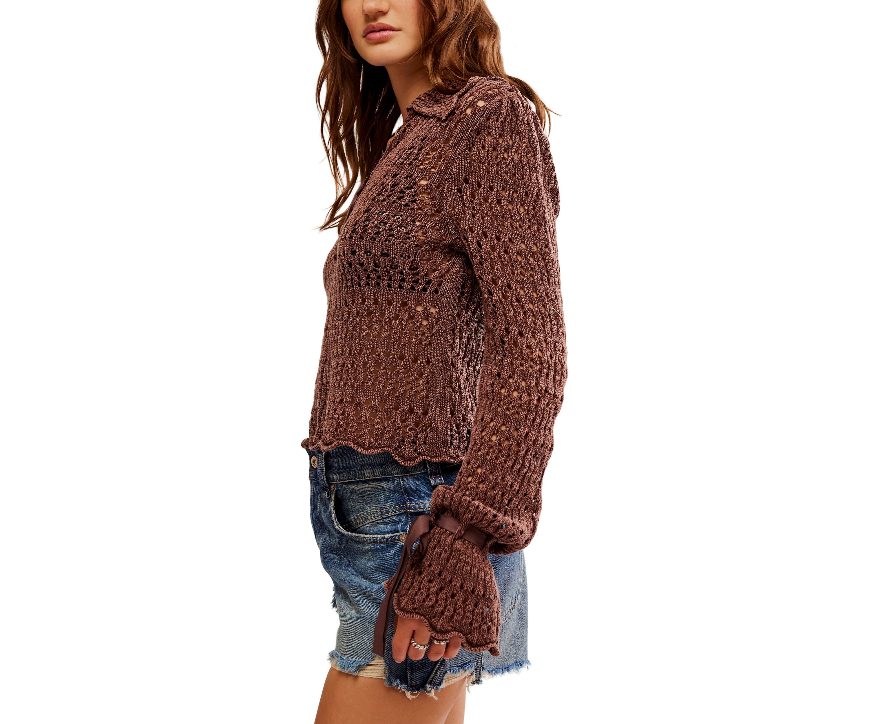 Pointelle Pullover Sweater