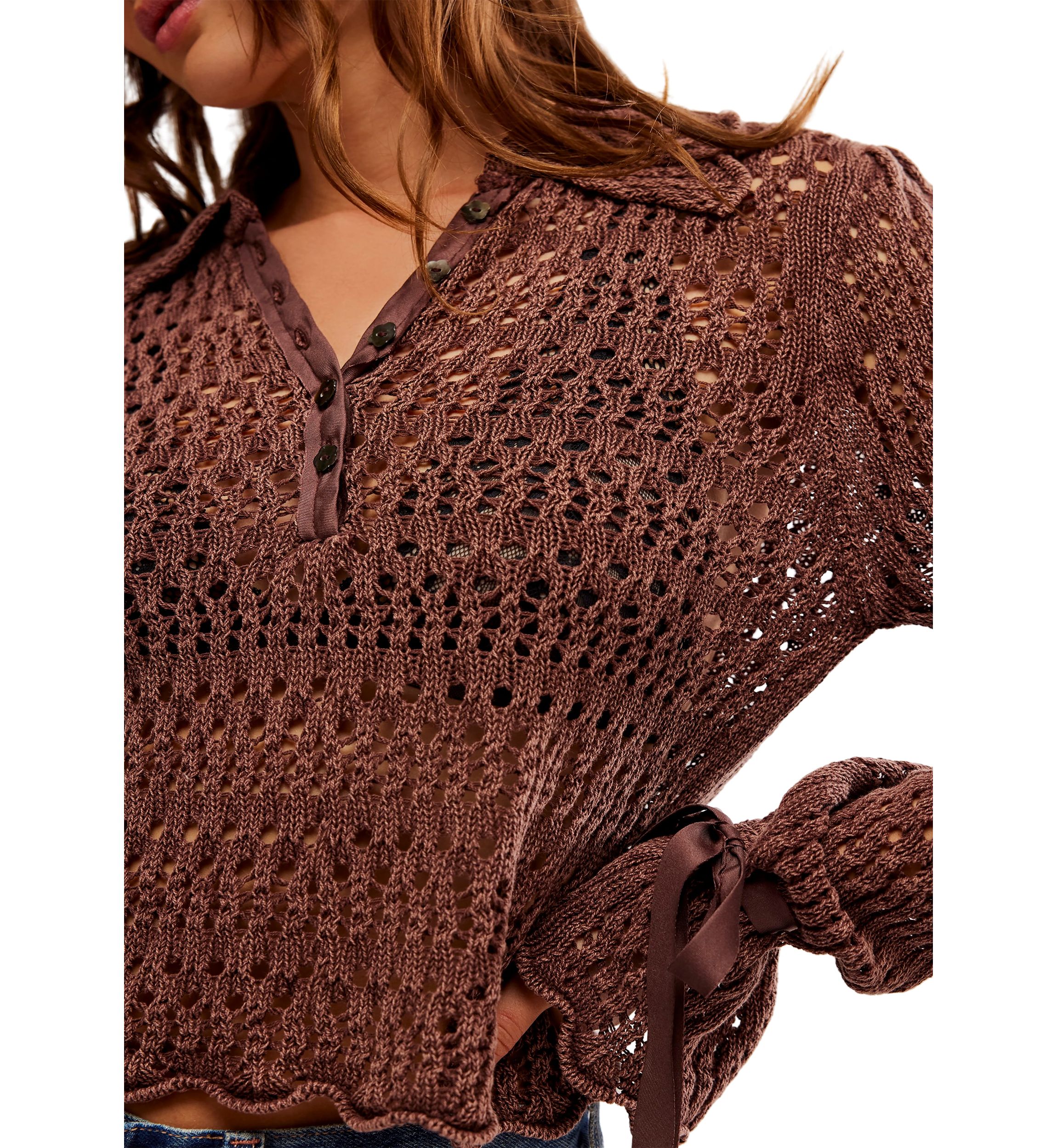 Pointelle Pullover Sweater