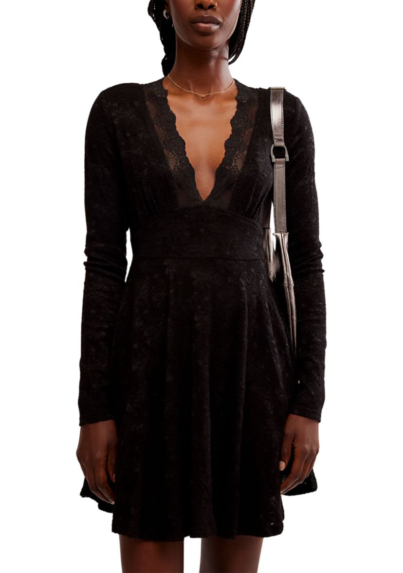 free people black dress Midnight Magic Mini in Combo Just as effortless as it is versatile Gorgeous black witchy dress by