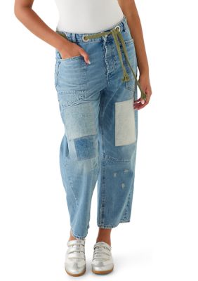 Free People Women's Moxie Low Slung Pull On Barrel Jeans