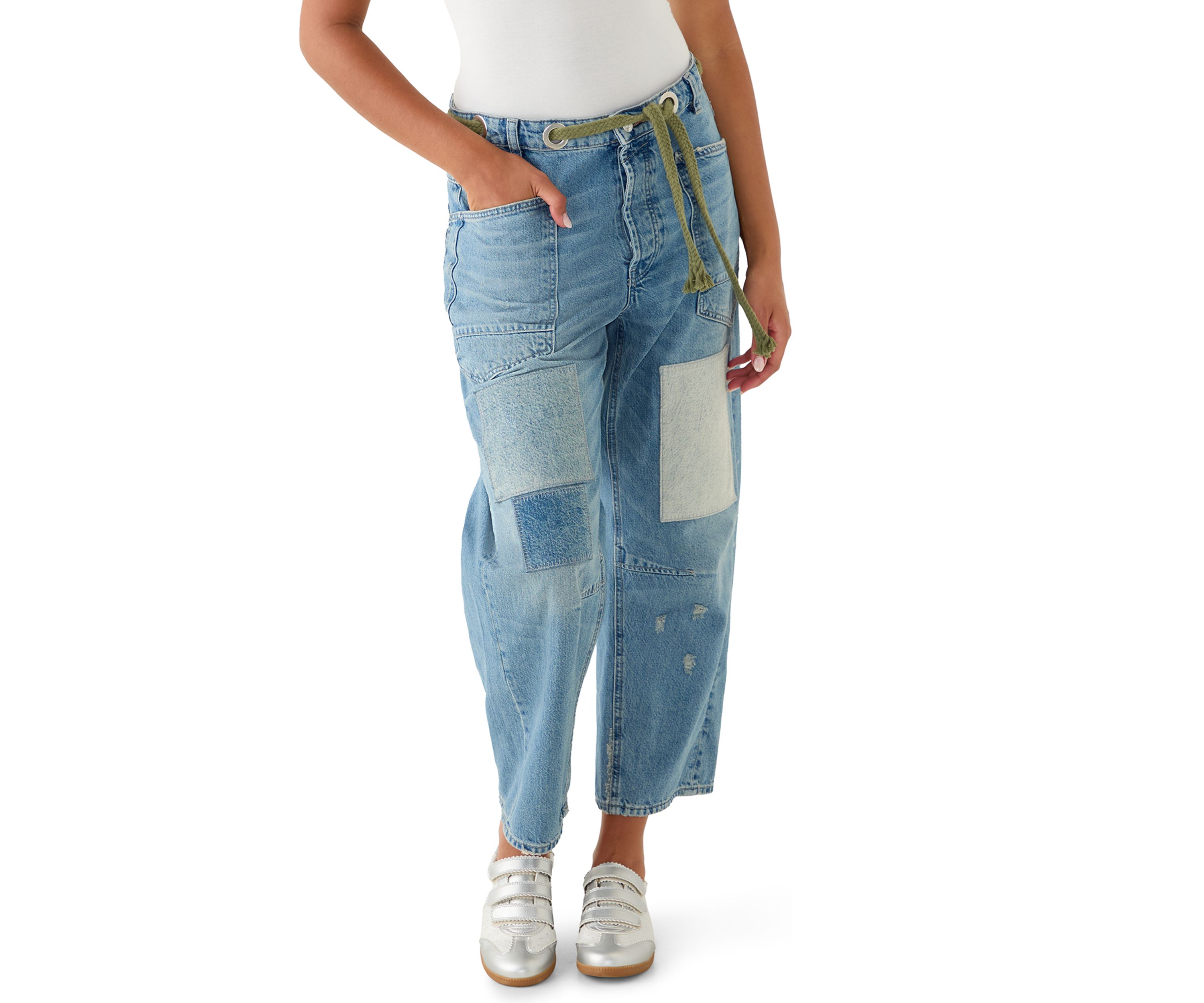 Moxie Low Slung Pull On Barrel Jeans 