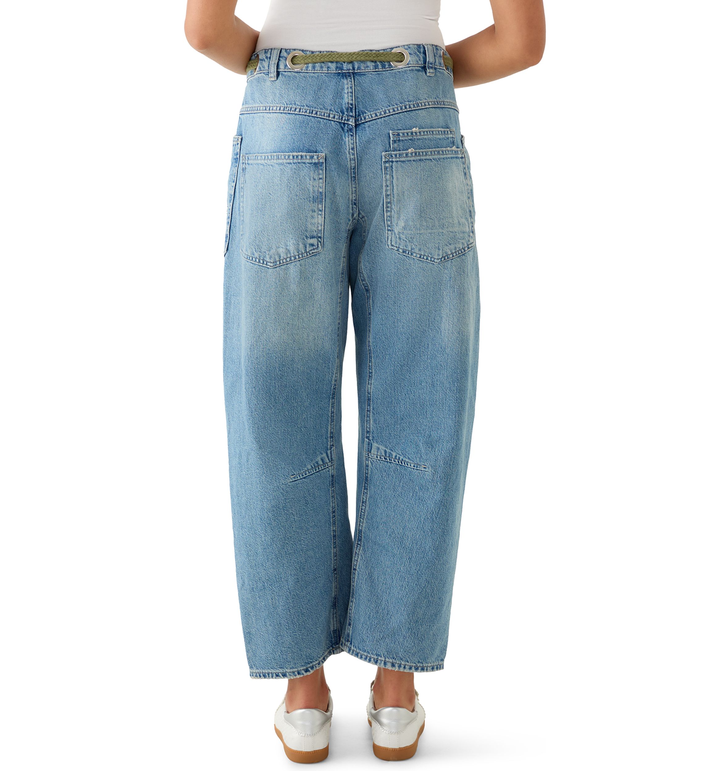 Moxie Low Slung Pull On Barrel Jeans 