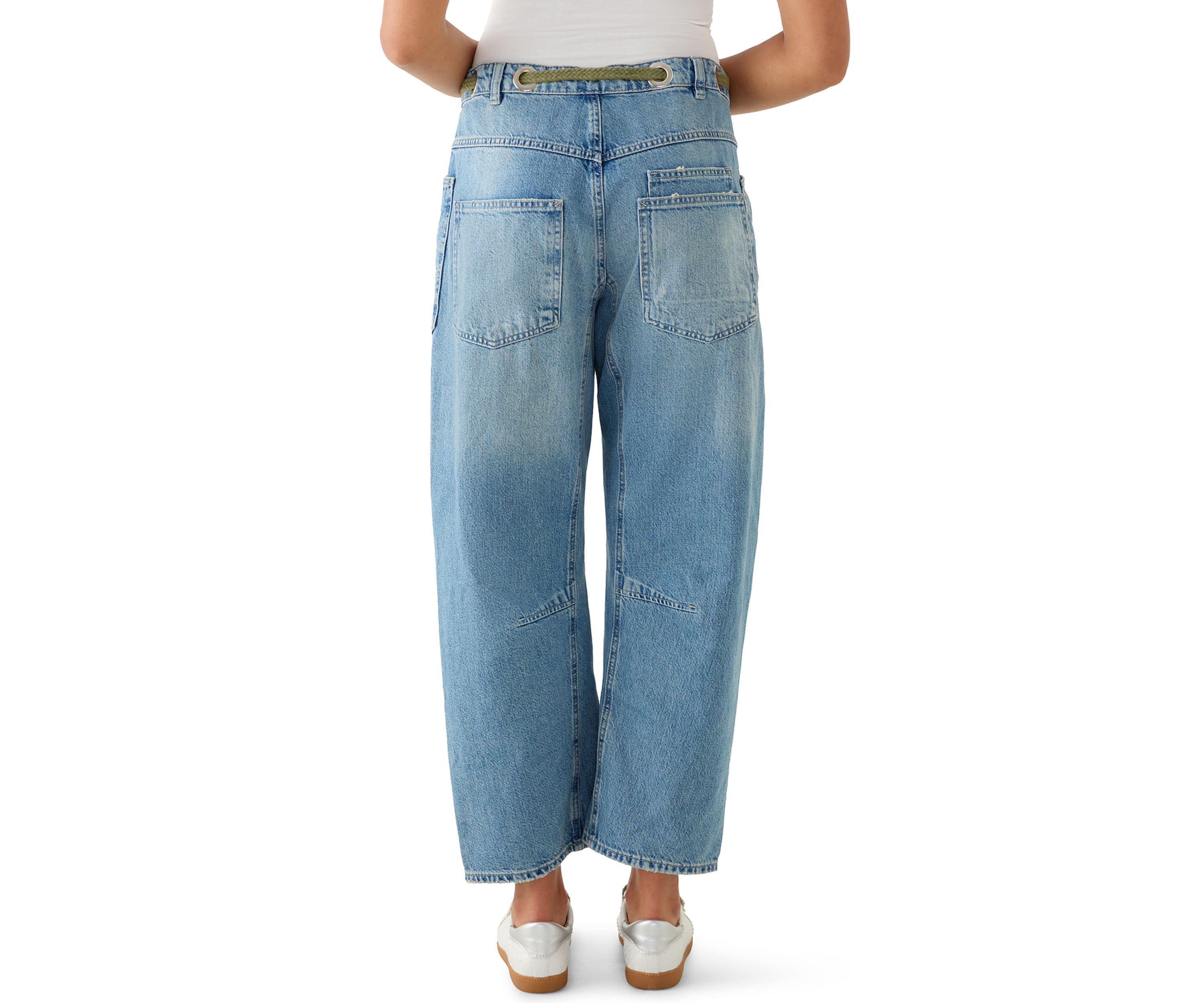 Moxie Low Slung Pull On Barrel Jeans 