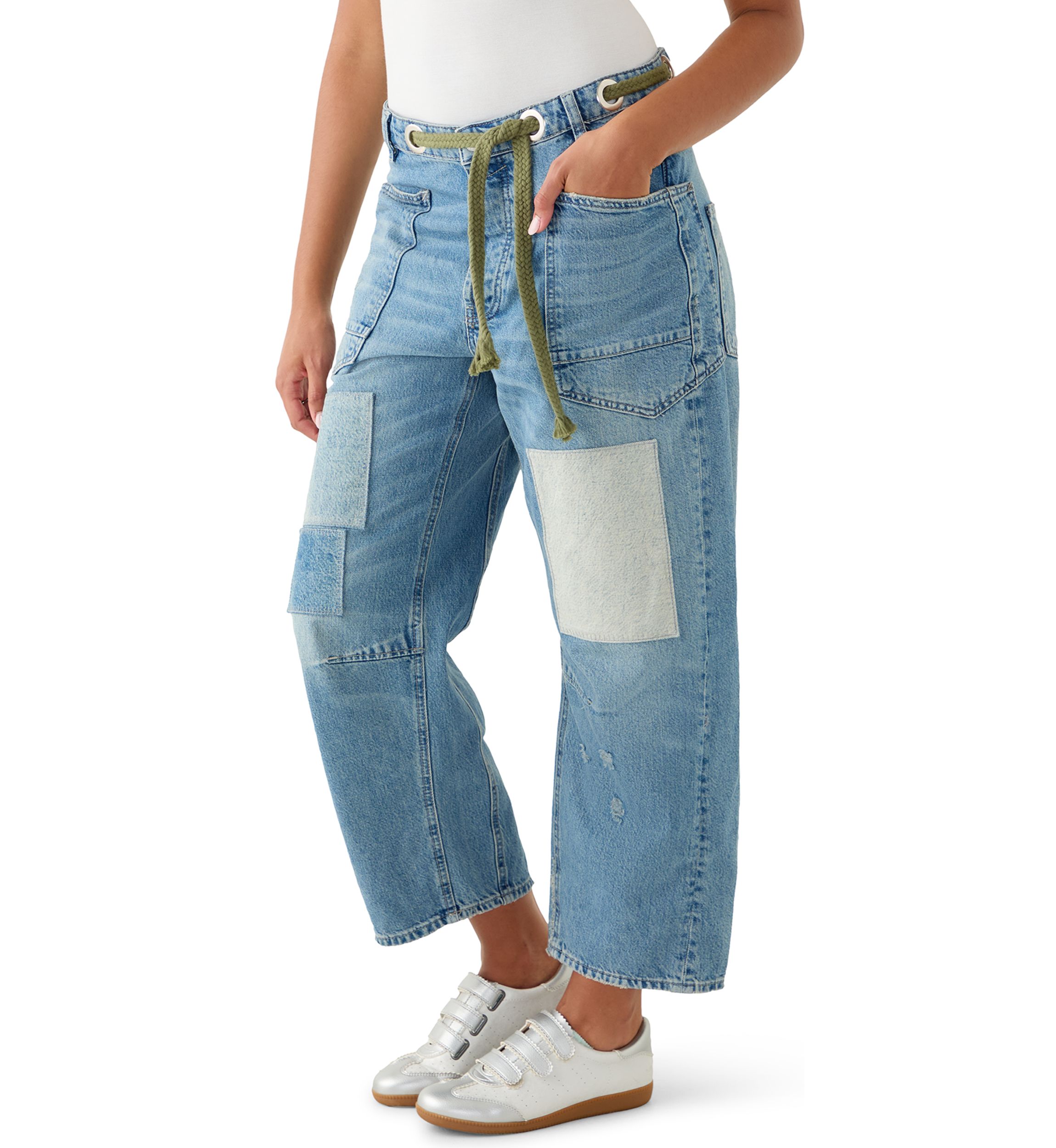 Moxie Low Slung Pull On Barrel Jeans 