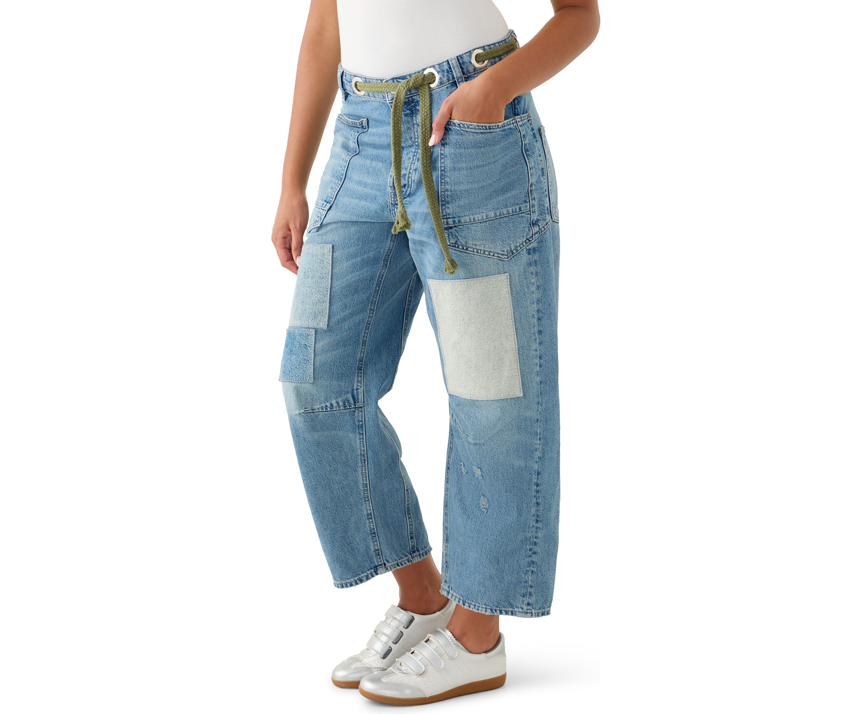Moxie Low Slung Pull On Barrel Jeans 