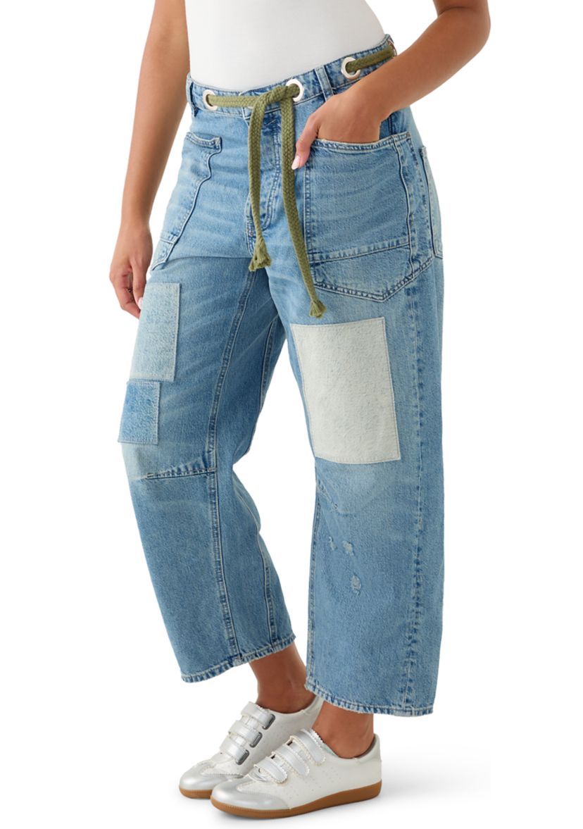 Moxie Low Slung Pull On Barrel Jeans 