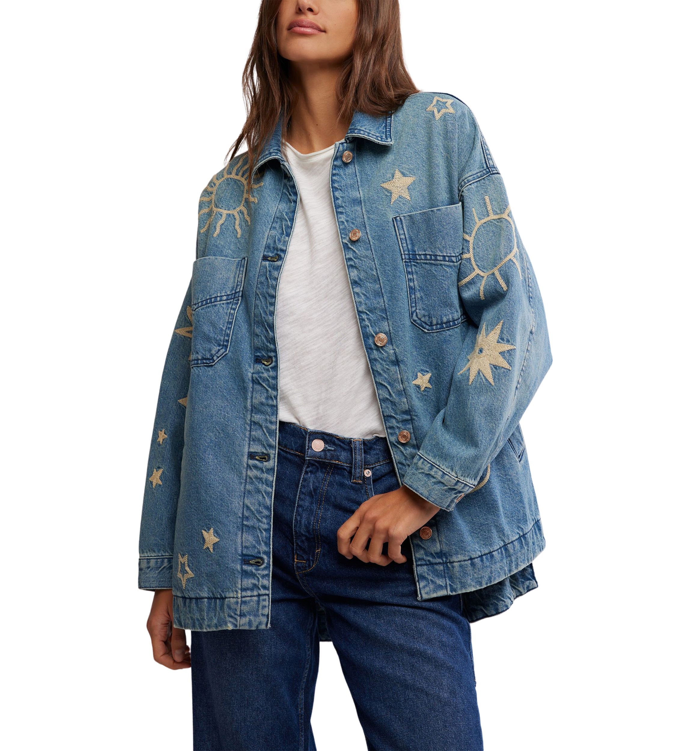 We the Free Madison City Embroidered Denim Jacket
