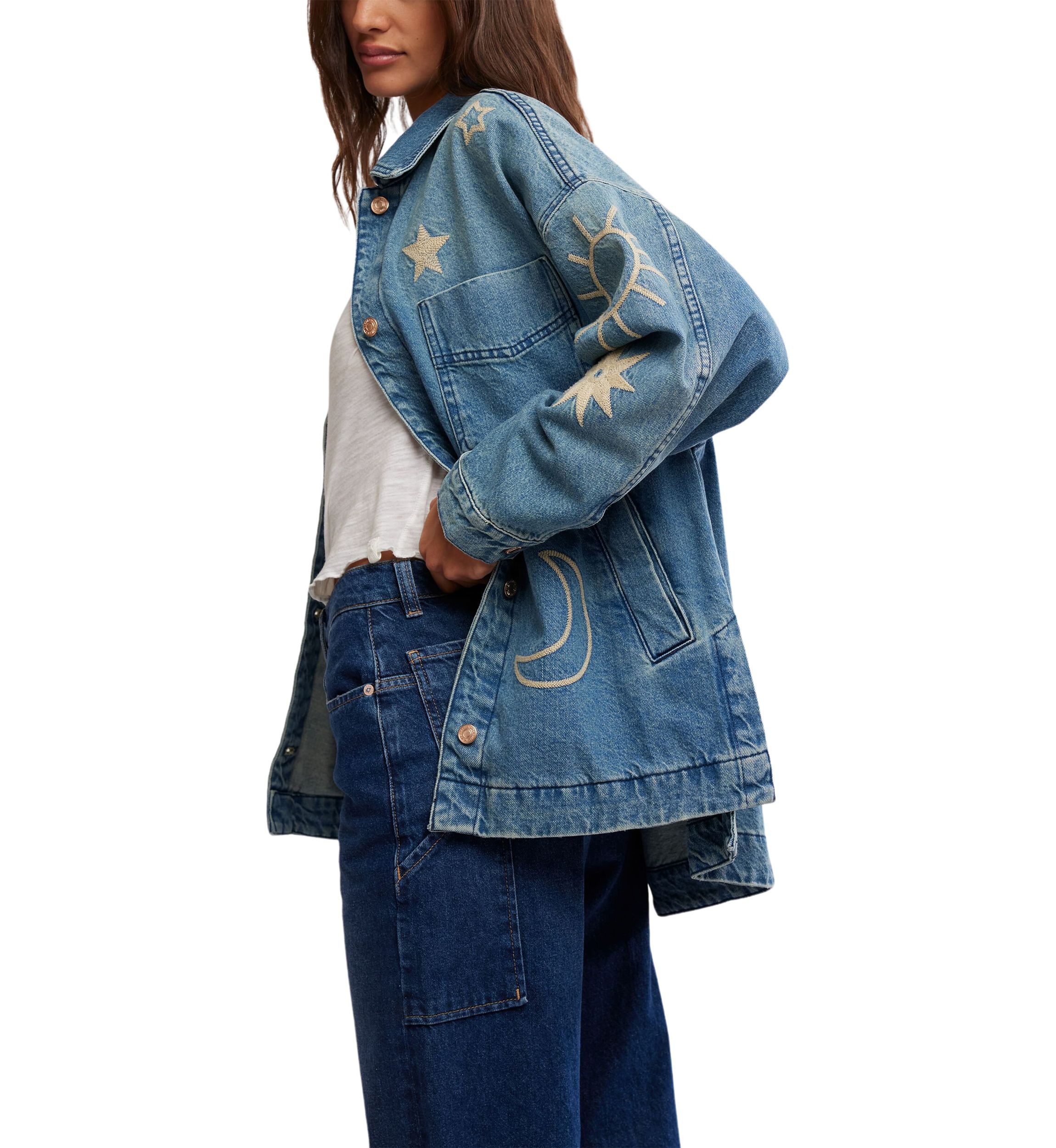 We the Free Madison City Embroidered Denim Jacket