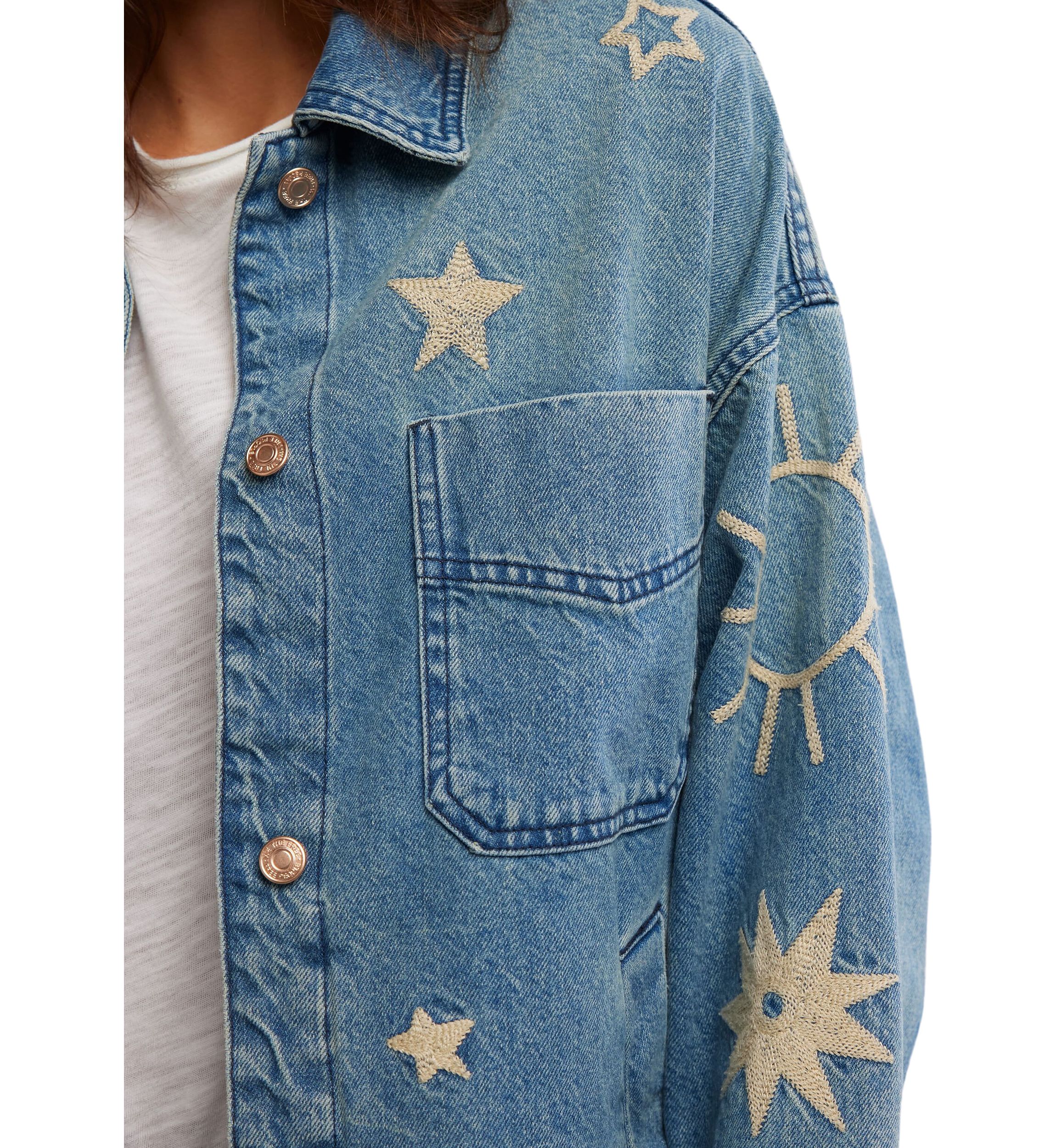 We the Free Madison City Embroidered Denim Jacket