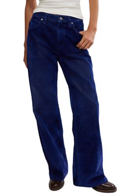 Free People Women's We the Free Tinsley Baggy High Rise Flocked Jeans