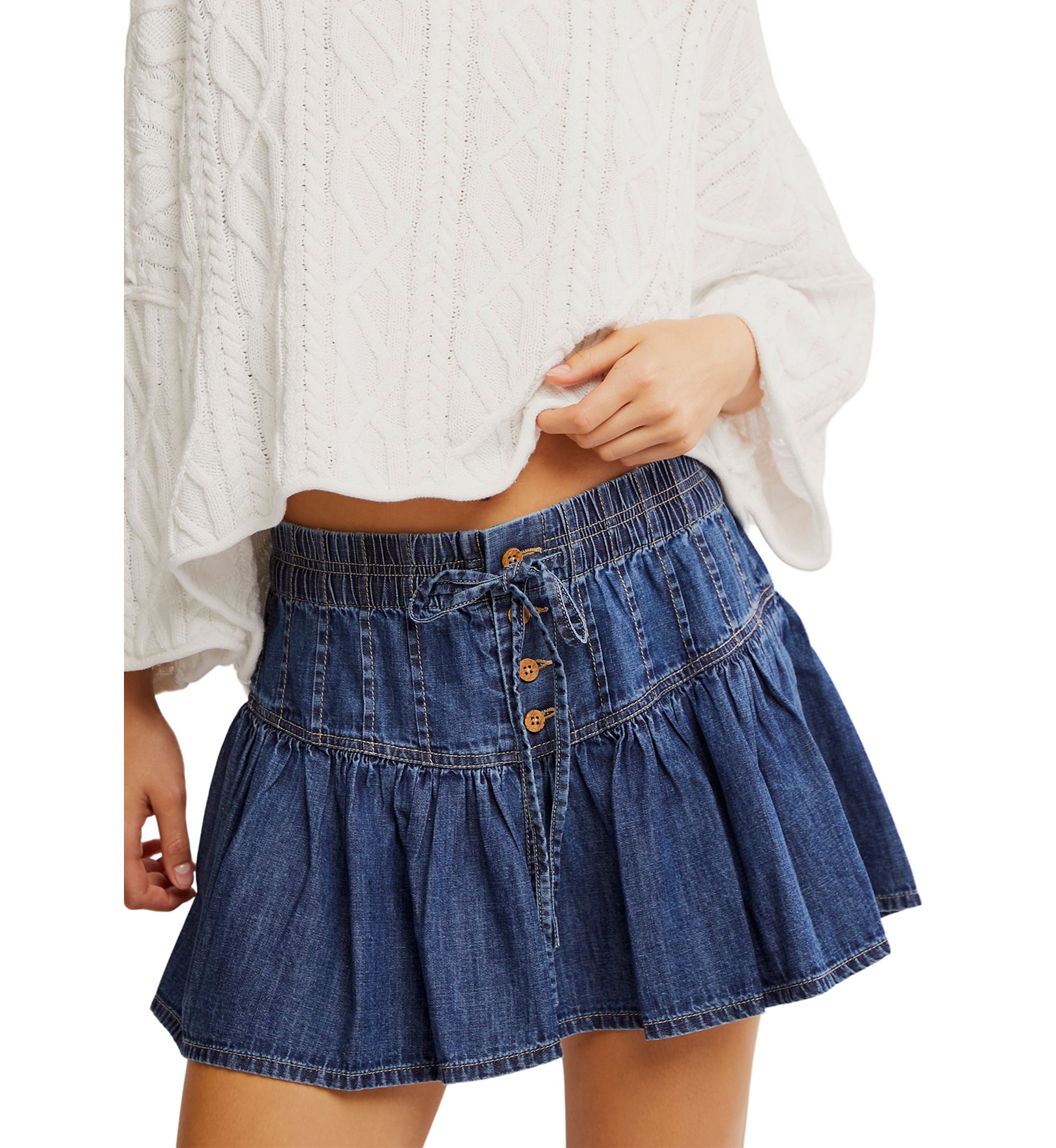 We The Free Roselle Denim Mini Skirt