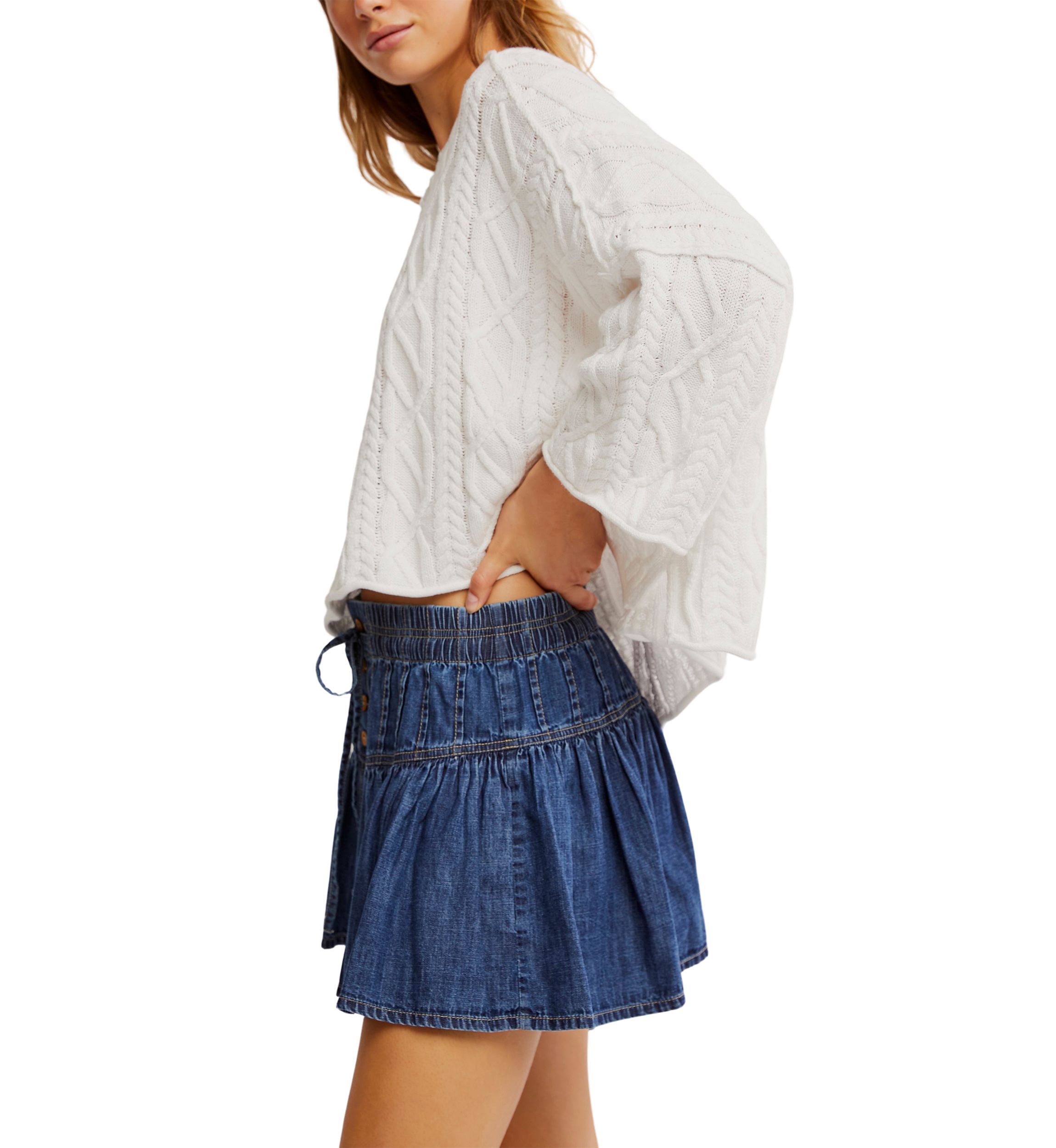 We The Free Roselle Denim Mini Skirt