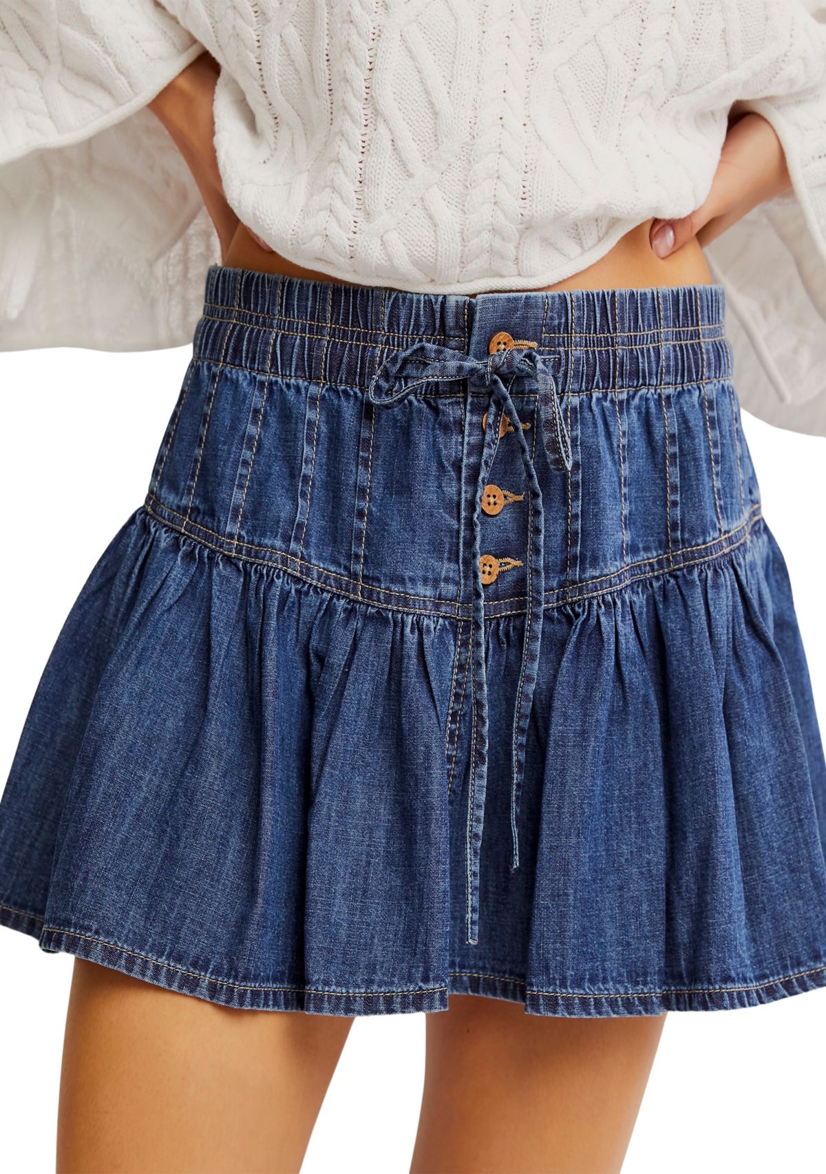 We The Free Roselle Denim Mini Skirt