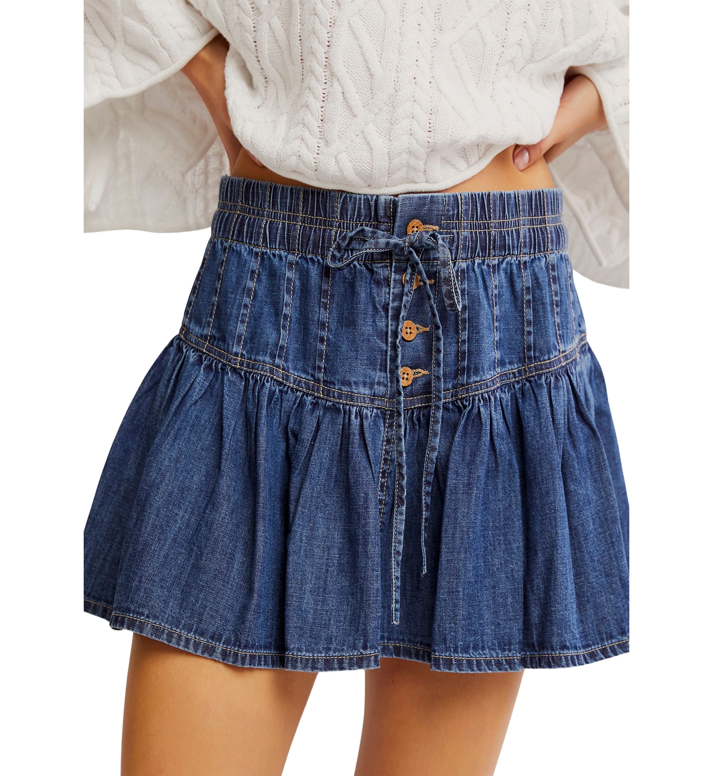 We The Free Roselle Denim Mini Skirt