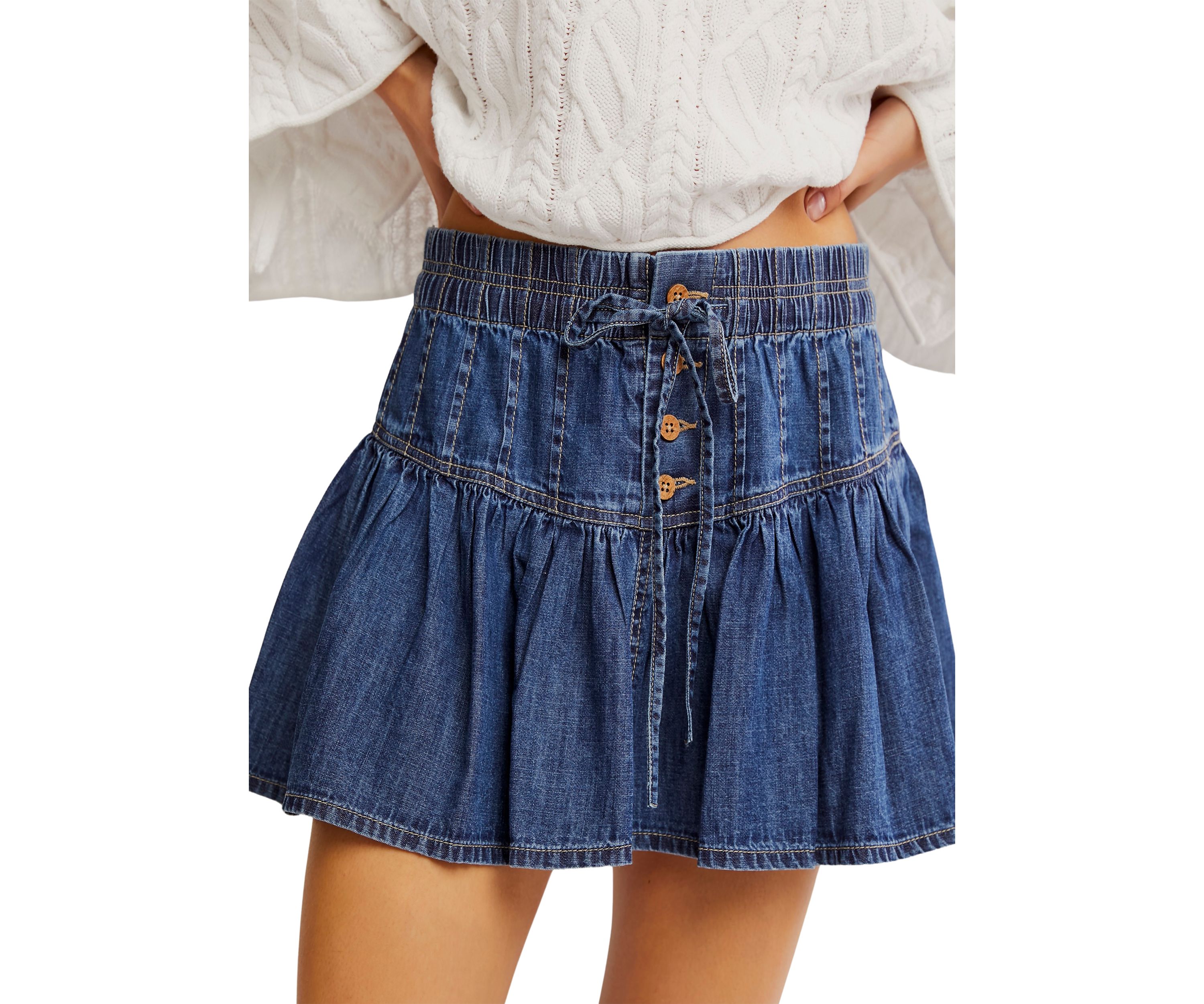 We The Free Roselle Denim Mini Skirt
