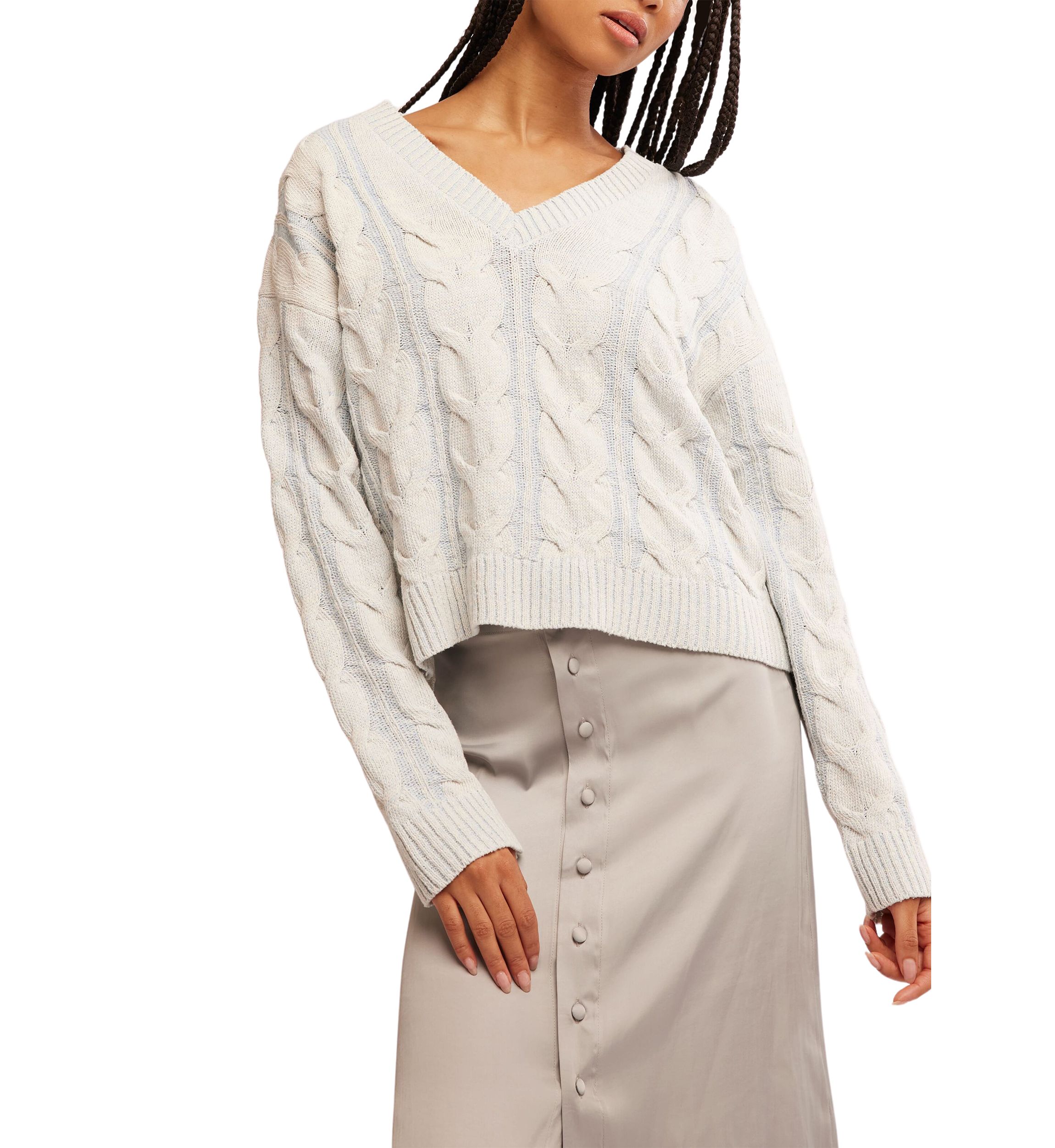 Washed Cable Knit Sweater